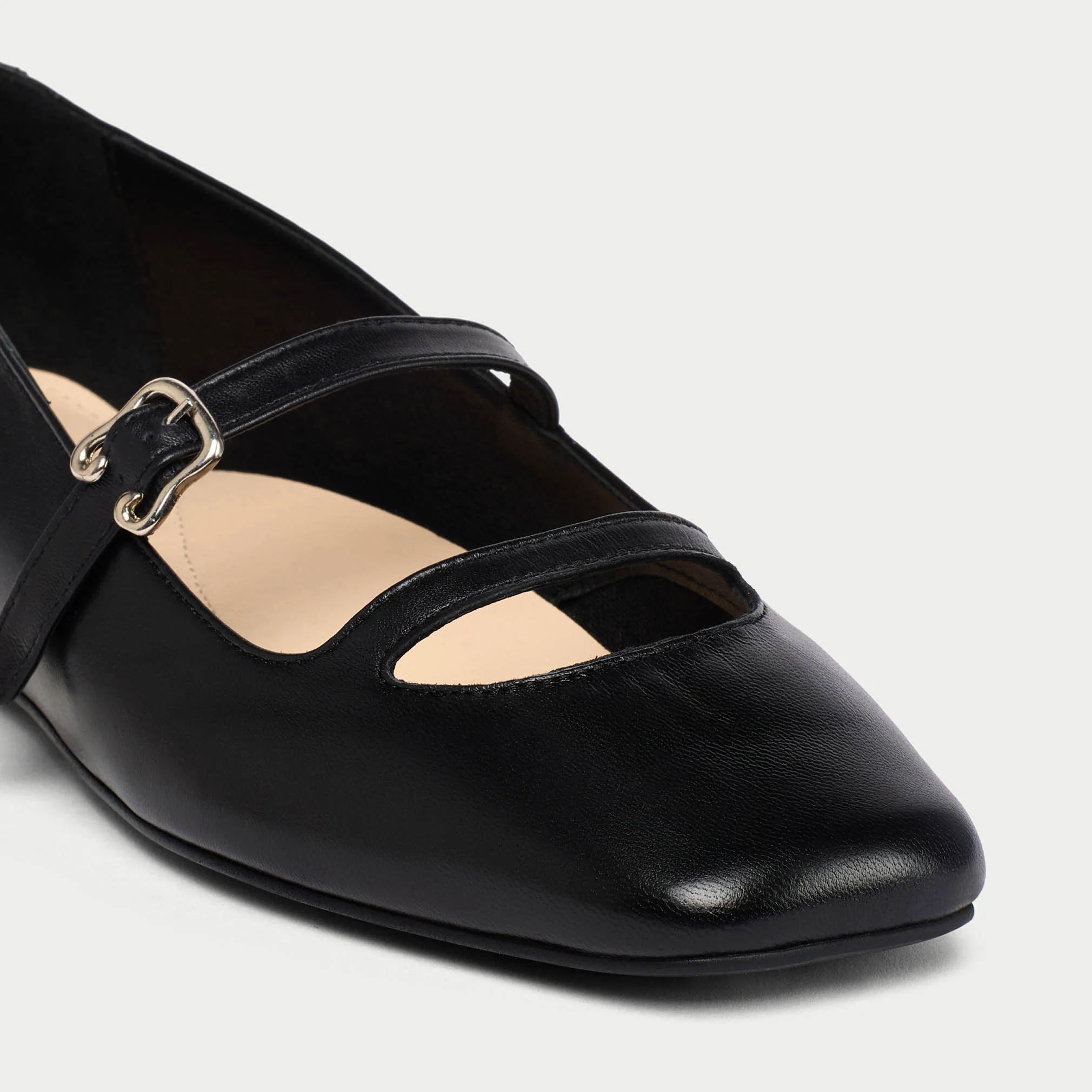 Alexa - Black Leather Ballerinas - Image 3