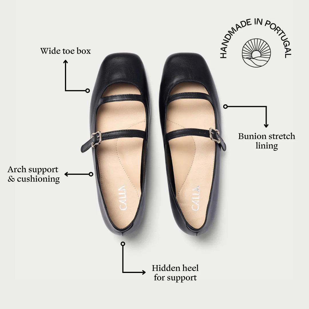 Alexa - Black Leather Ballerinas - Image 5