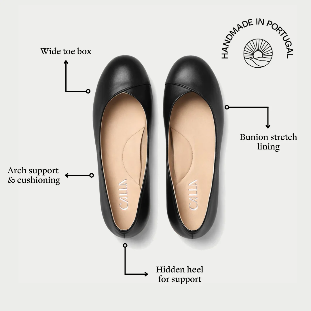 Charlotte - Black Leather Ballerinas - Image 5