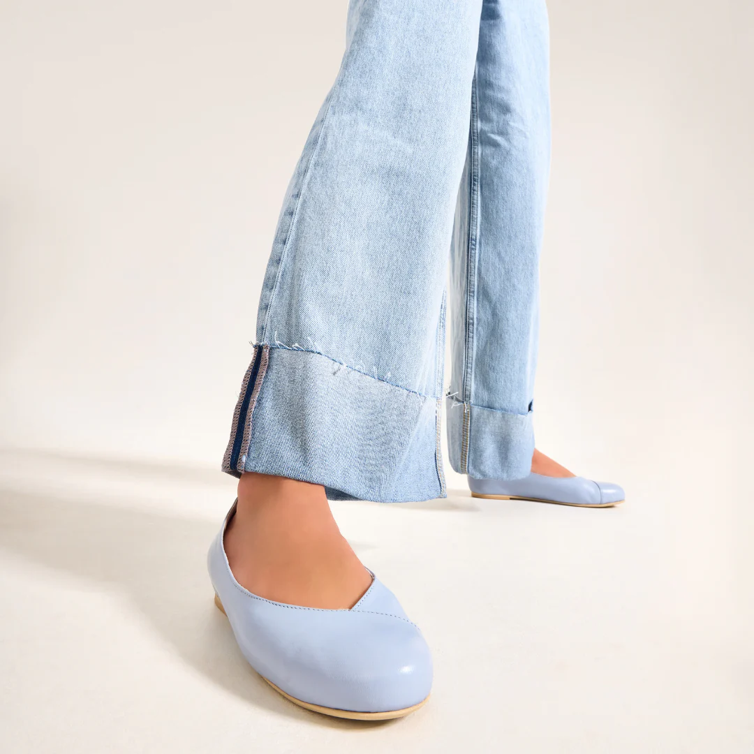 Charlotte - Ice Blue Leather Ballerinas - Image 10