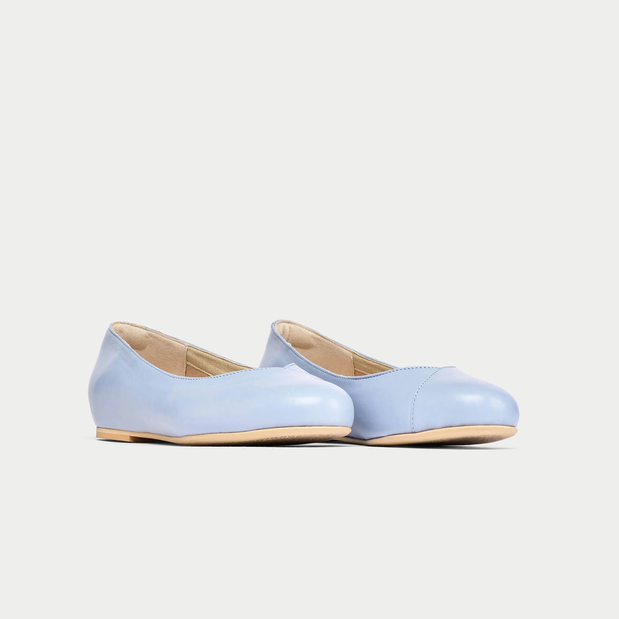Charlotte - Ice Blue Leather Ballerinas - Image 4