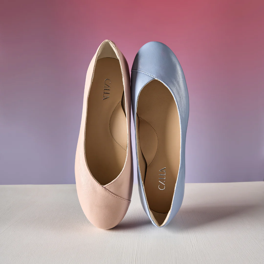 Charlotte - Ice Blue Leather Ballerinas - Image 9