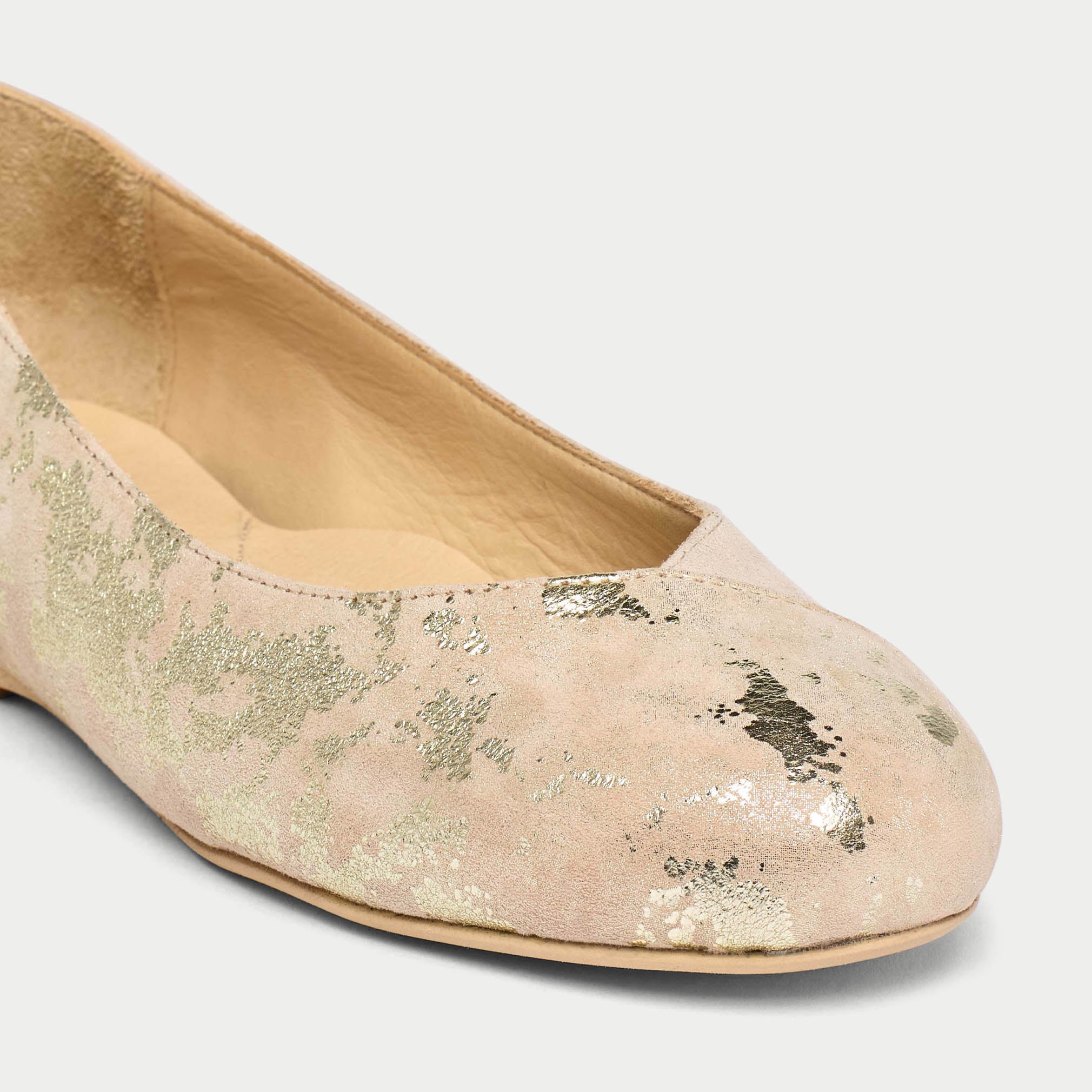 Charlotte - Textured Gold Suede Ballerinas - Image 5