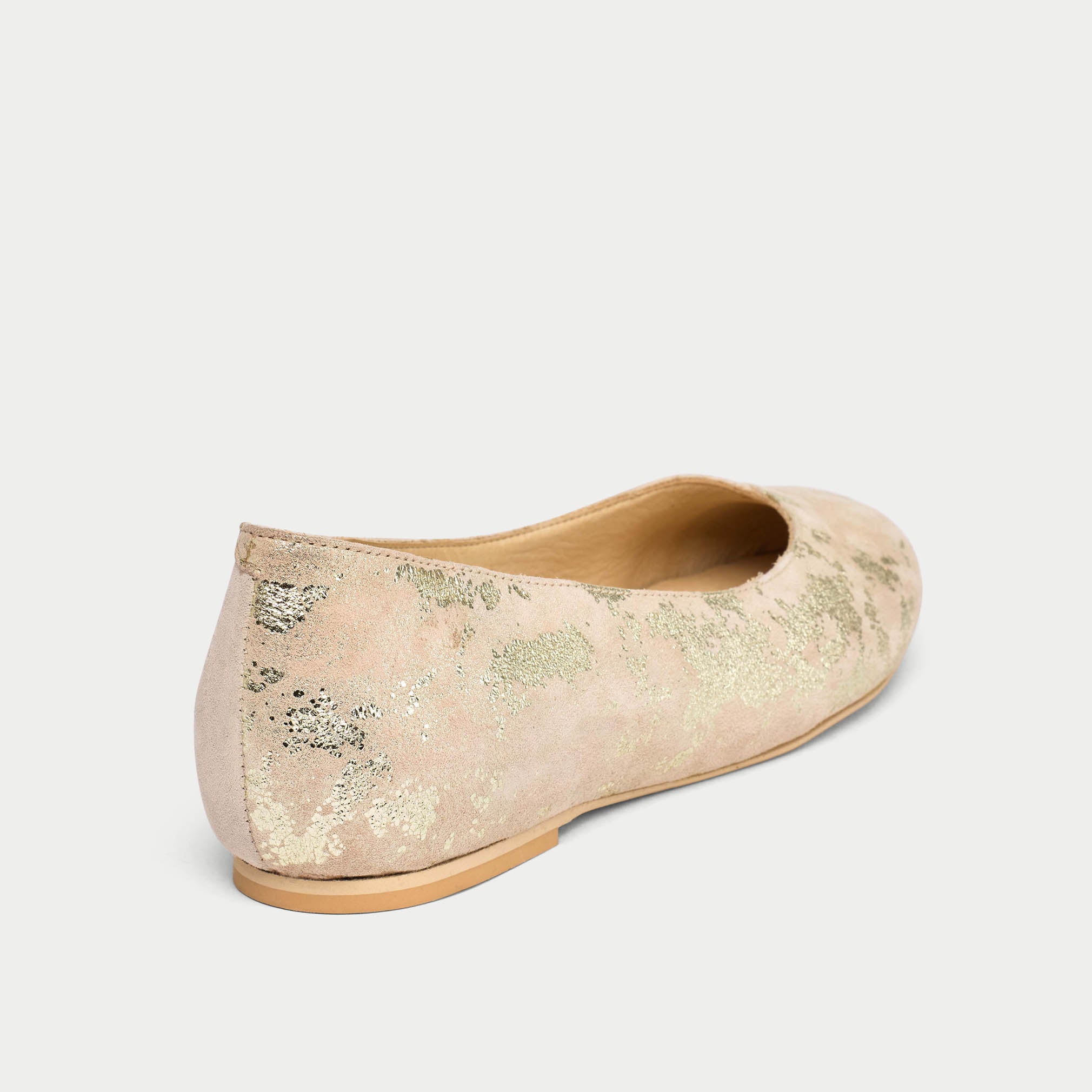 Charlotte - Textured Gold Suede Ballerinas - Image 6
