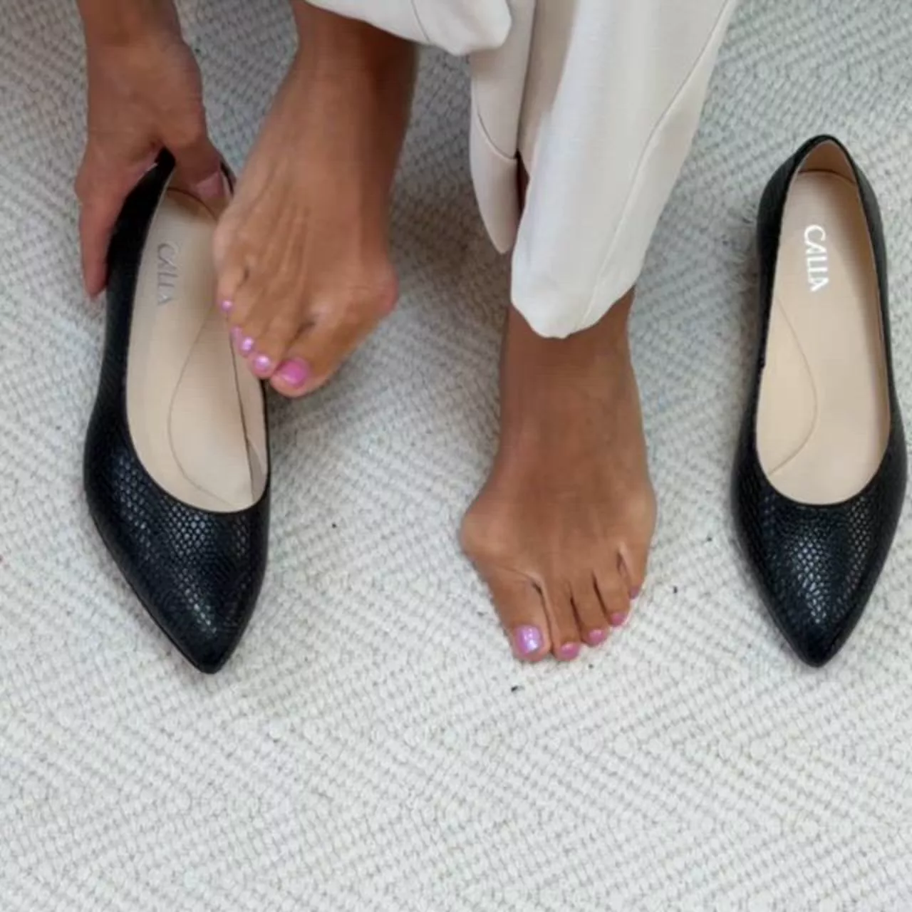 Claudia - Black Croc Leather Courts - Image 3