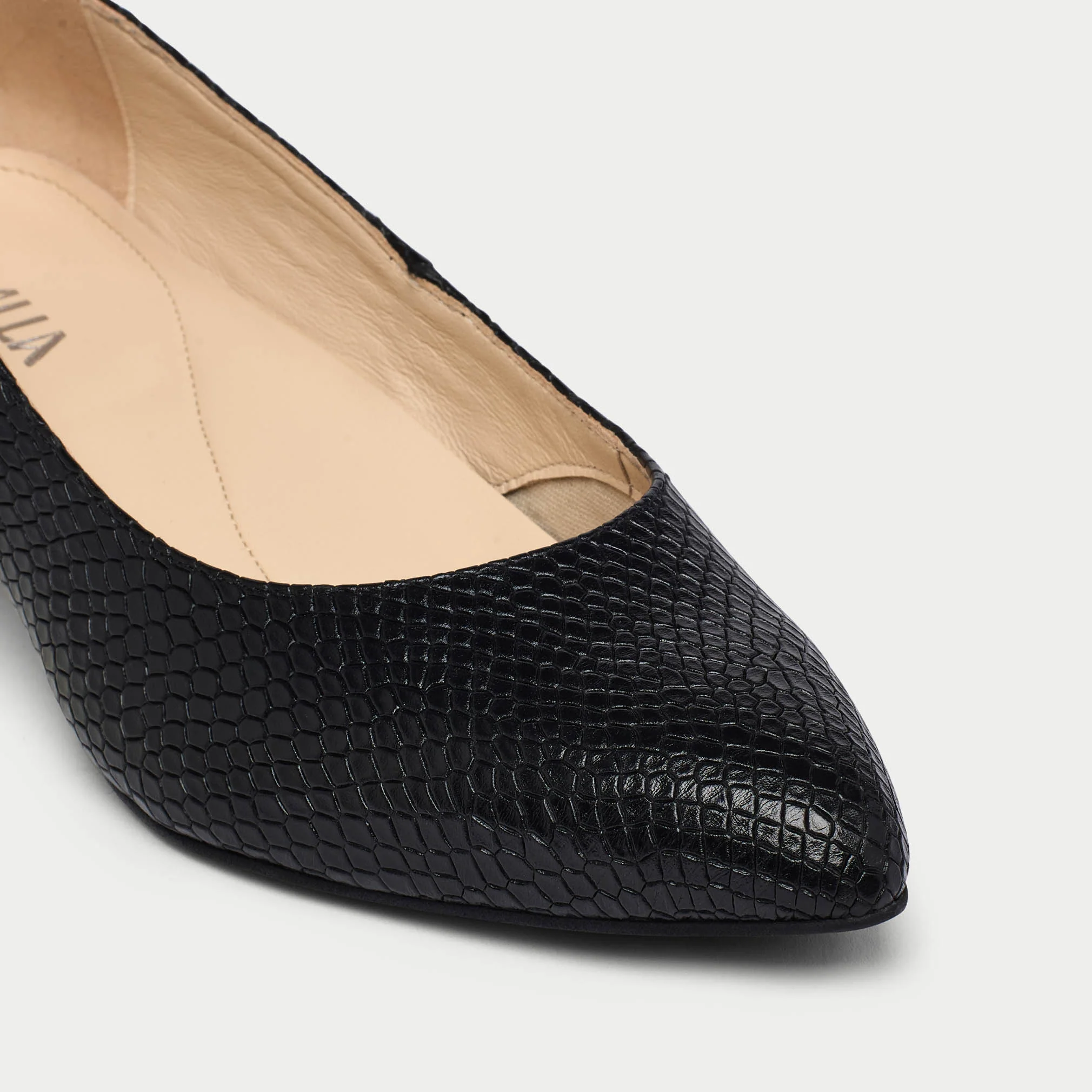 Claudia - Black Croc Leather Courts - Image 4