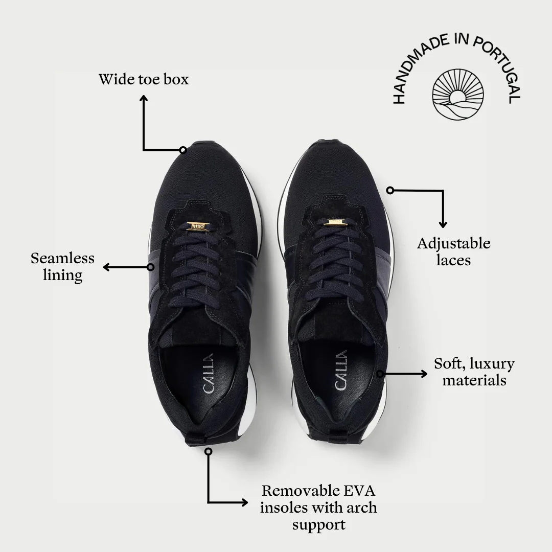 Cosmos - Chunky-Sole Black Wide Fit Trainers - Image 6