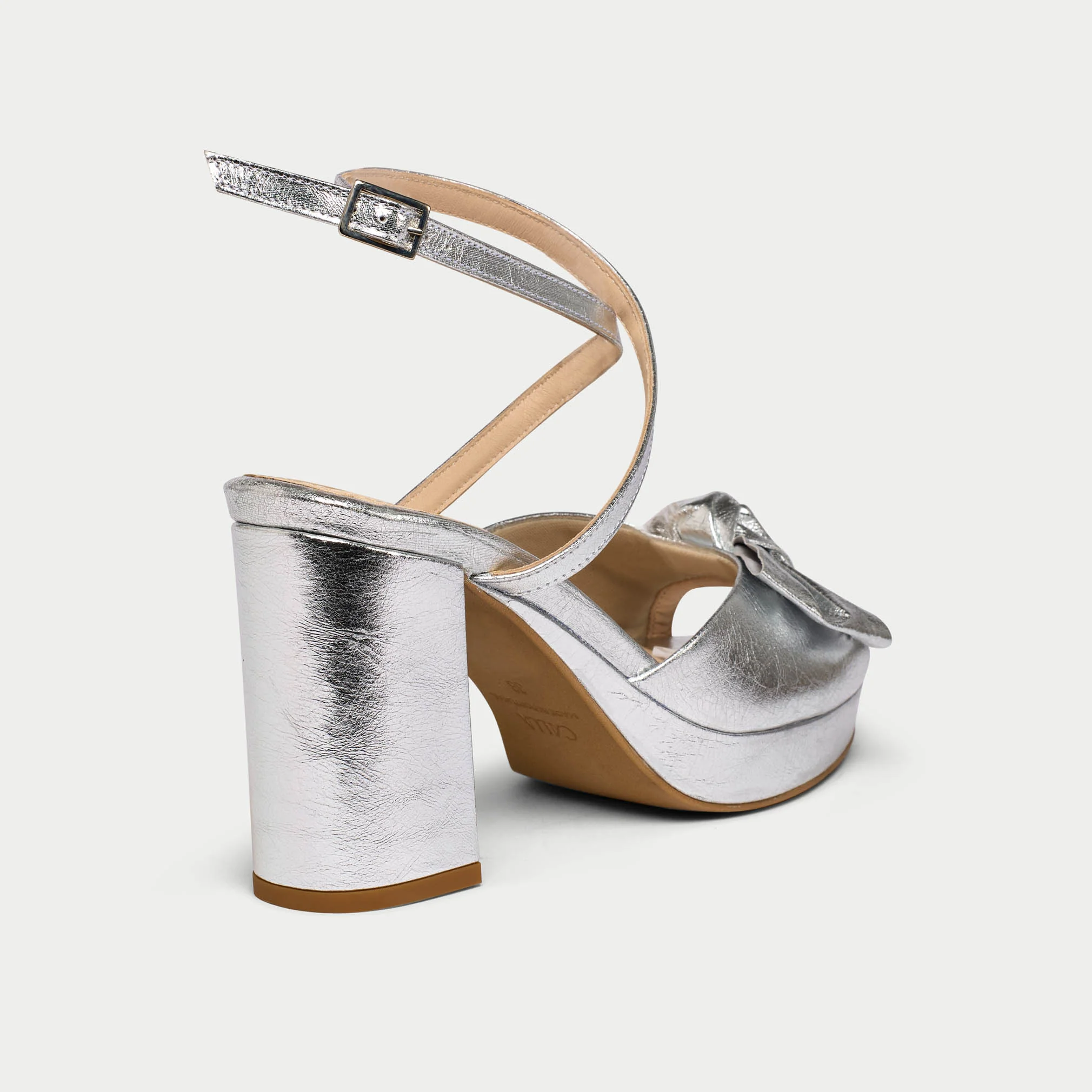 Daisy - High-Shine Silver Metallic Block Heels - Image 4