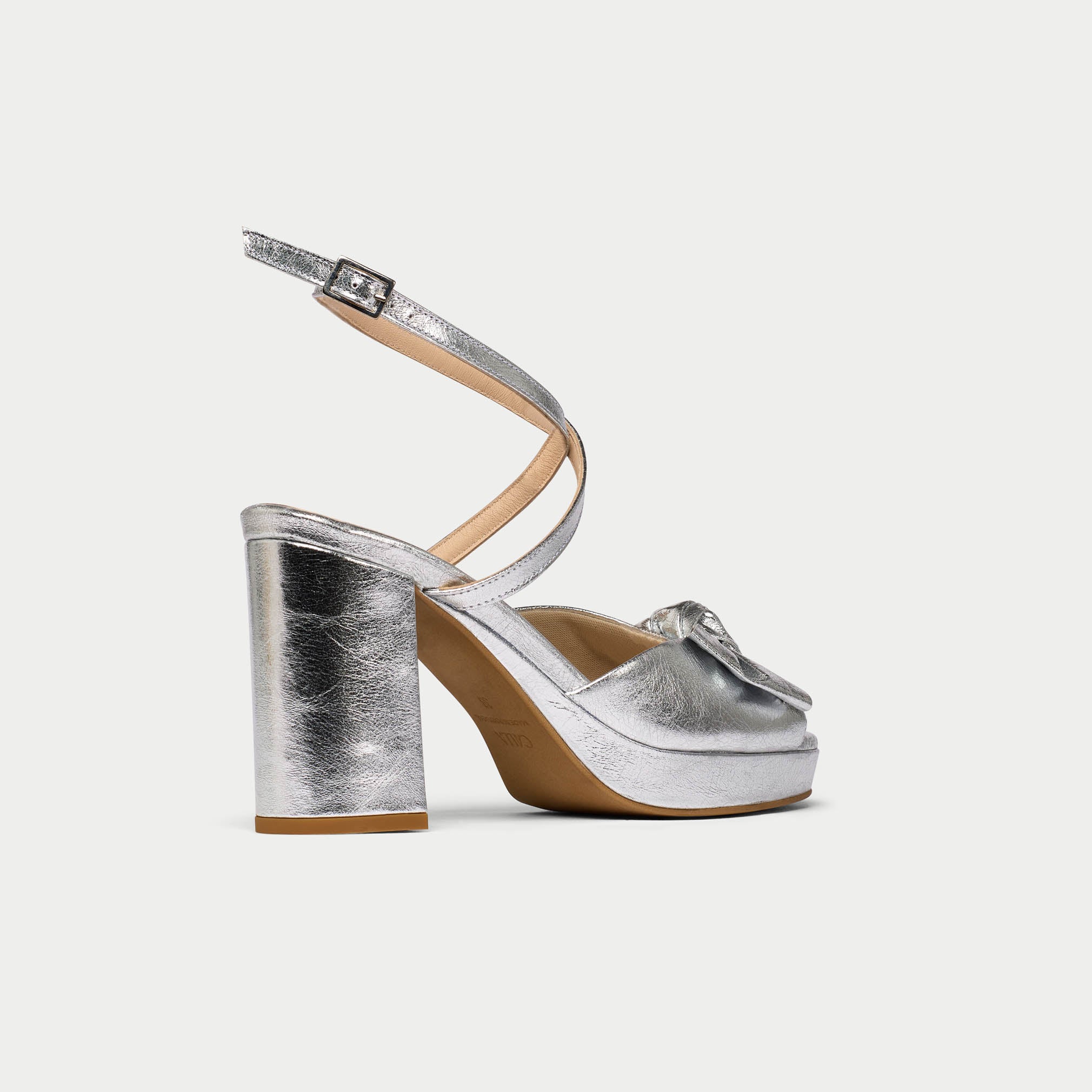 Daisy - High-Shine Silver Metallic Block Heels - Image 5
