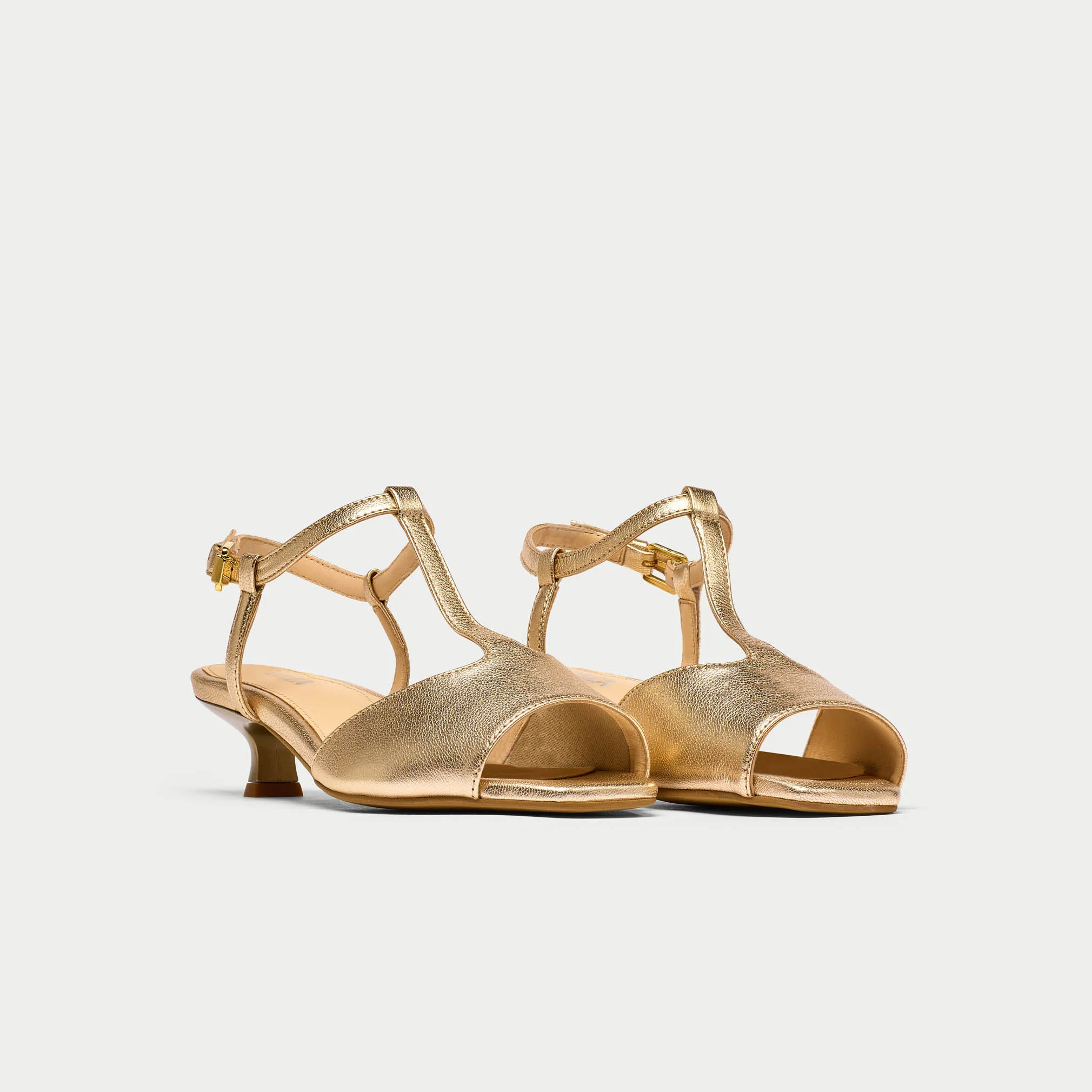Edith - Champagne Leather Kitten Heels - Image 3