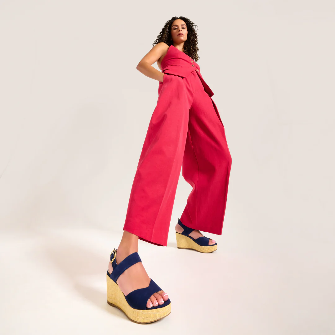 Eloise - Navy Suede Wedges - Image 4