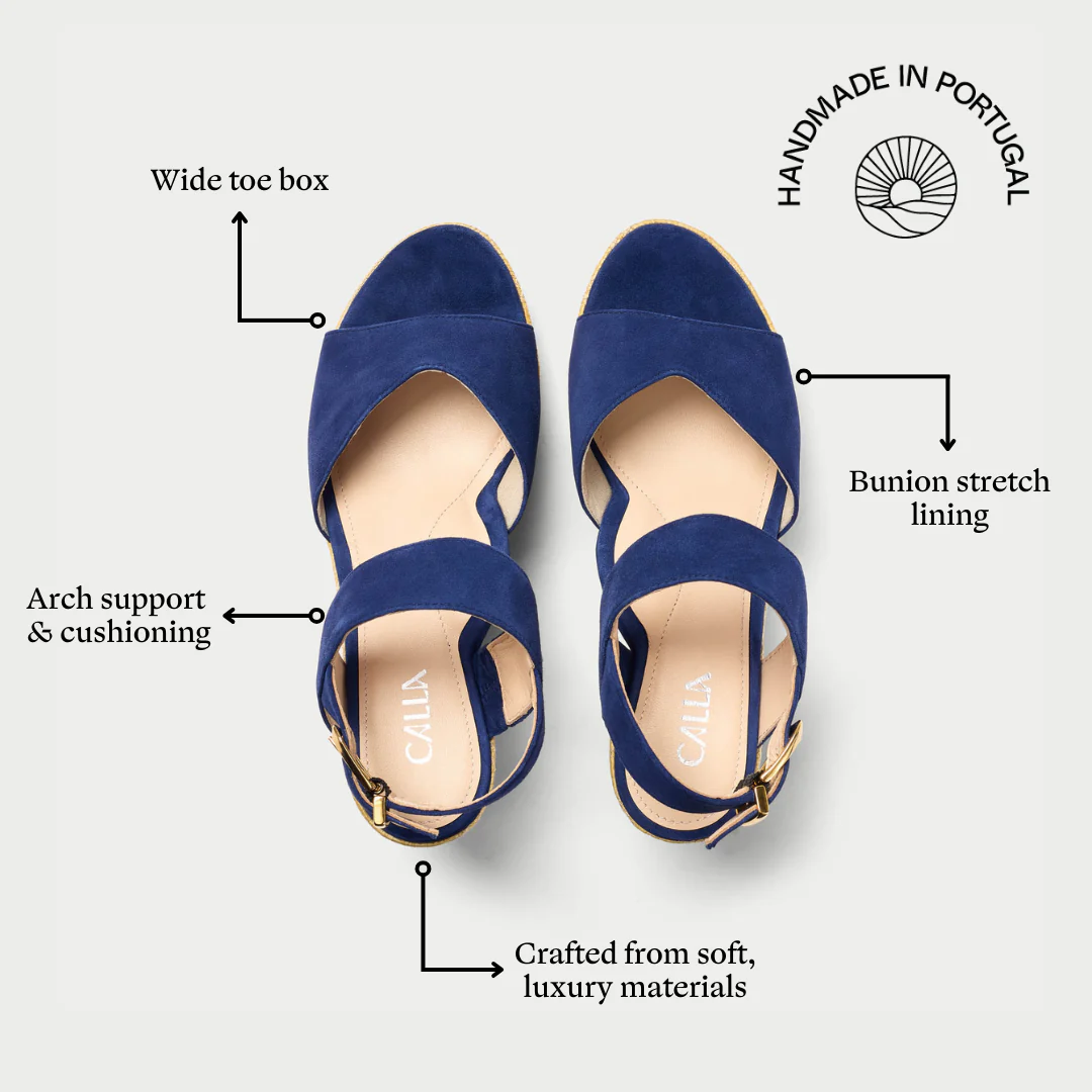 Eloise - Navy Suede Wedges - Image 7