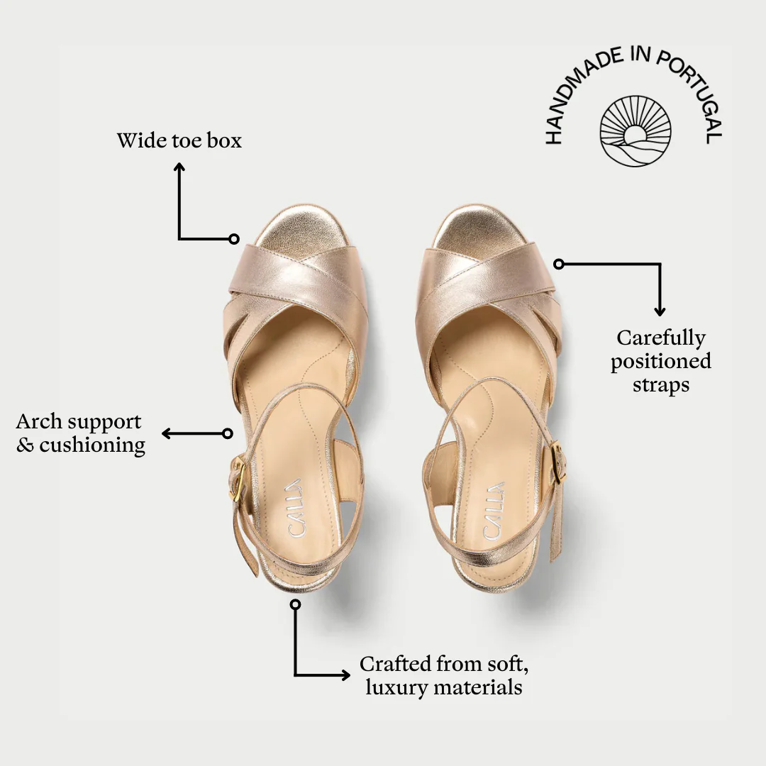 Emily - Champagne Leather Heeled Sandals - Image 7