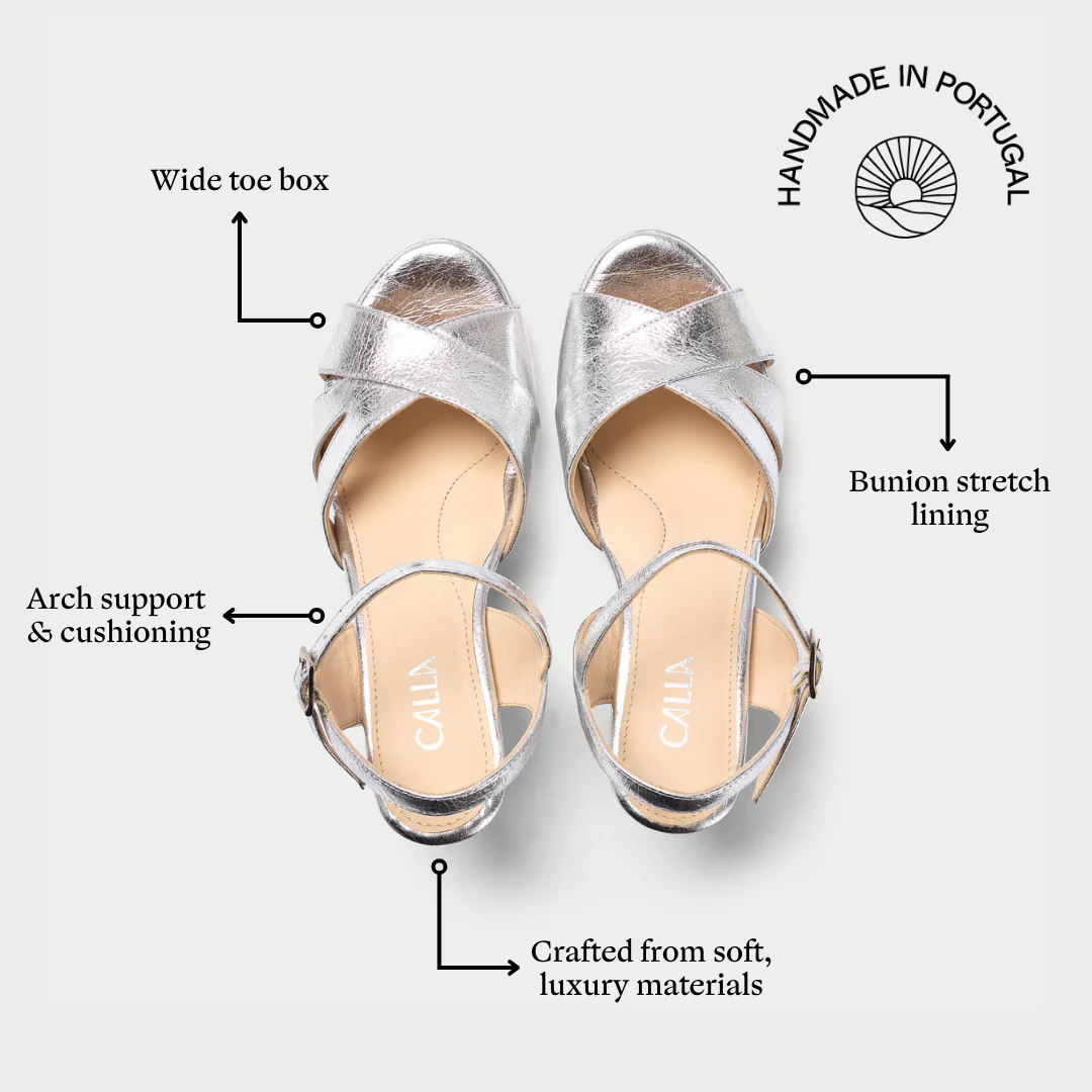 Emily - High-Shine Silver Leather Heeled Sandals - Image 7