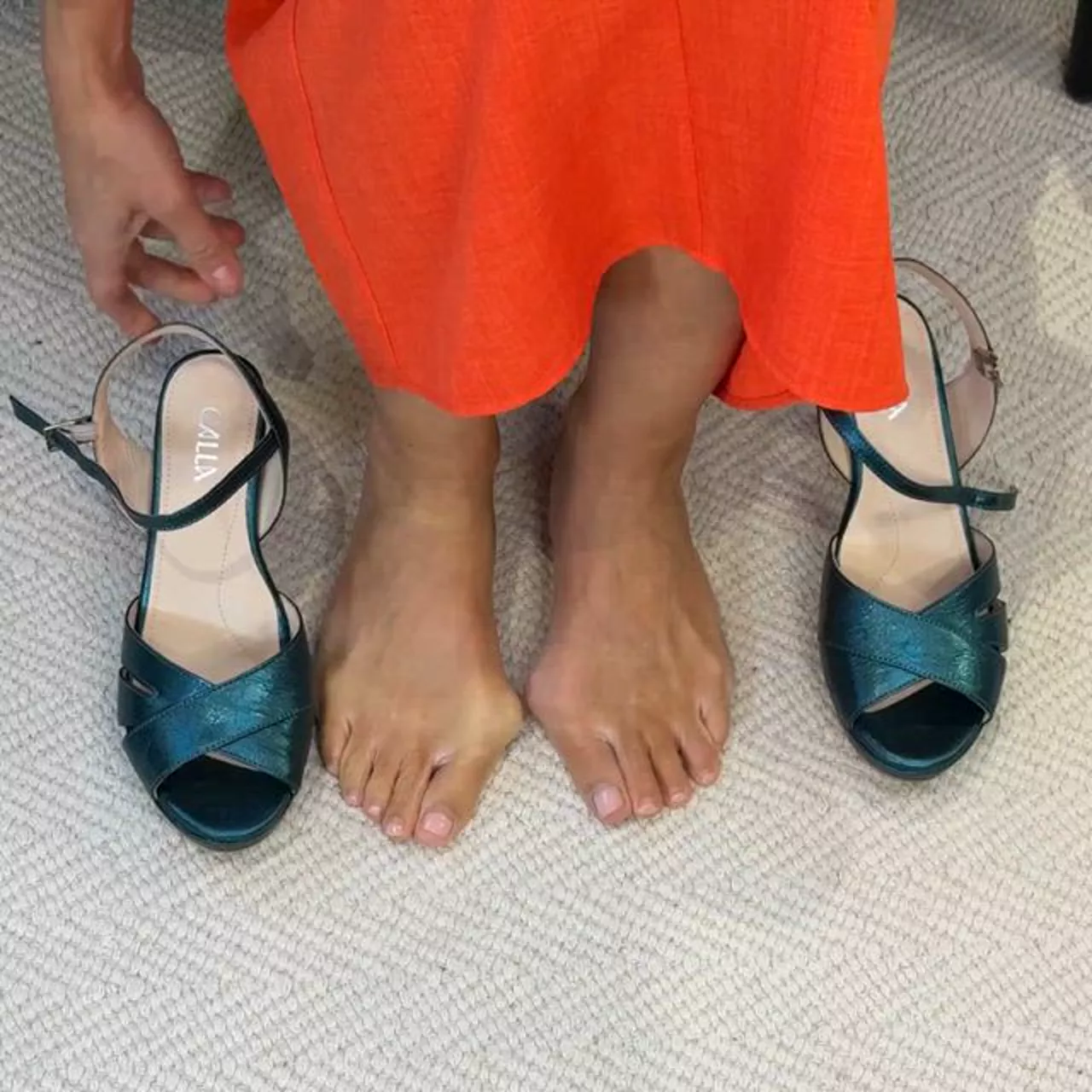 Emily - Teal Metallic Leather Heeled Sandals - Image 3