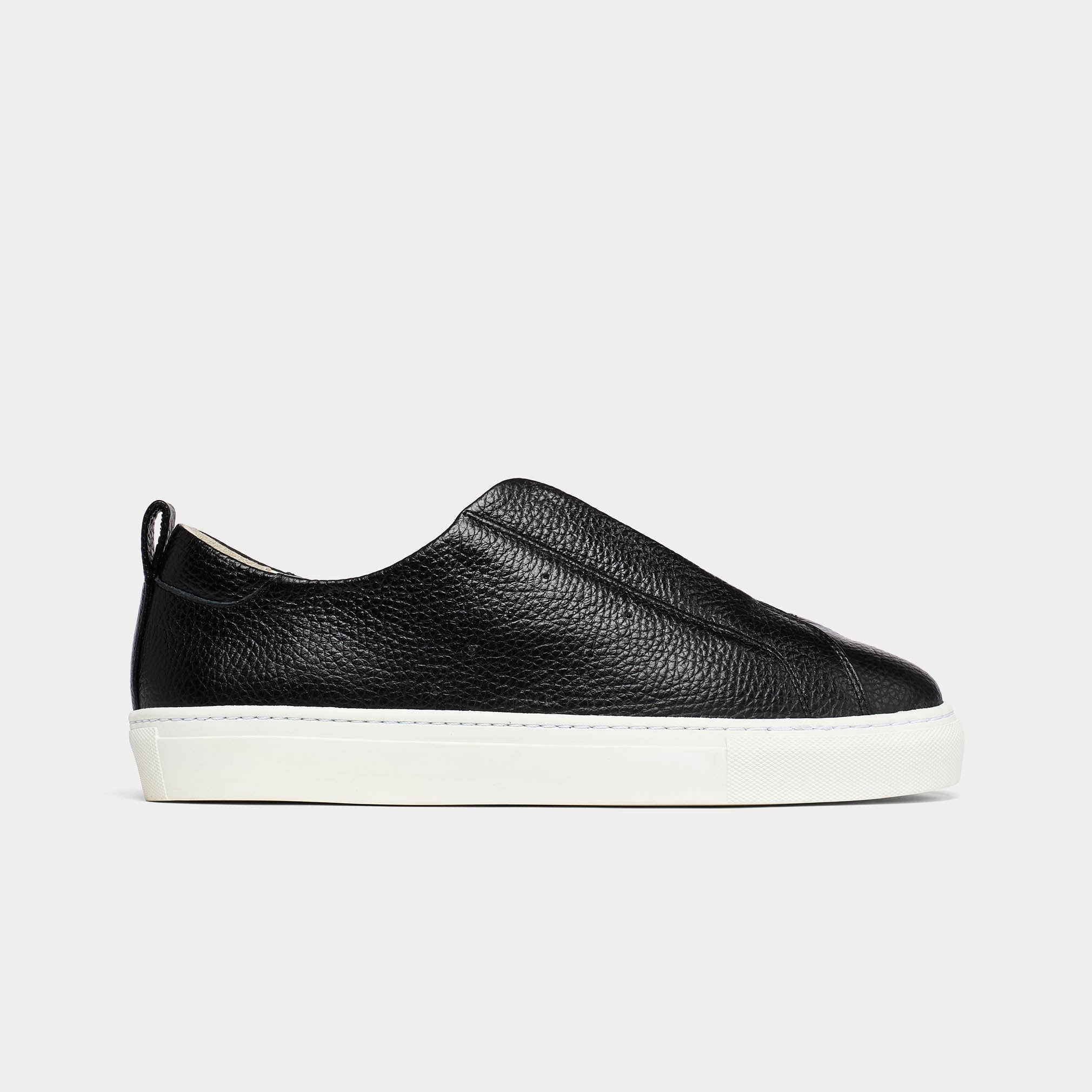 Estella - Black Leather Zip-Up Wide Fit Trainers