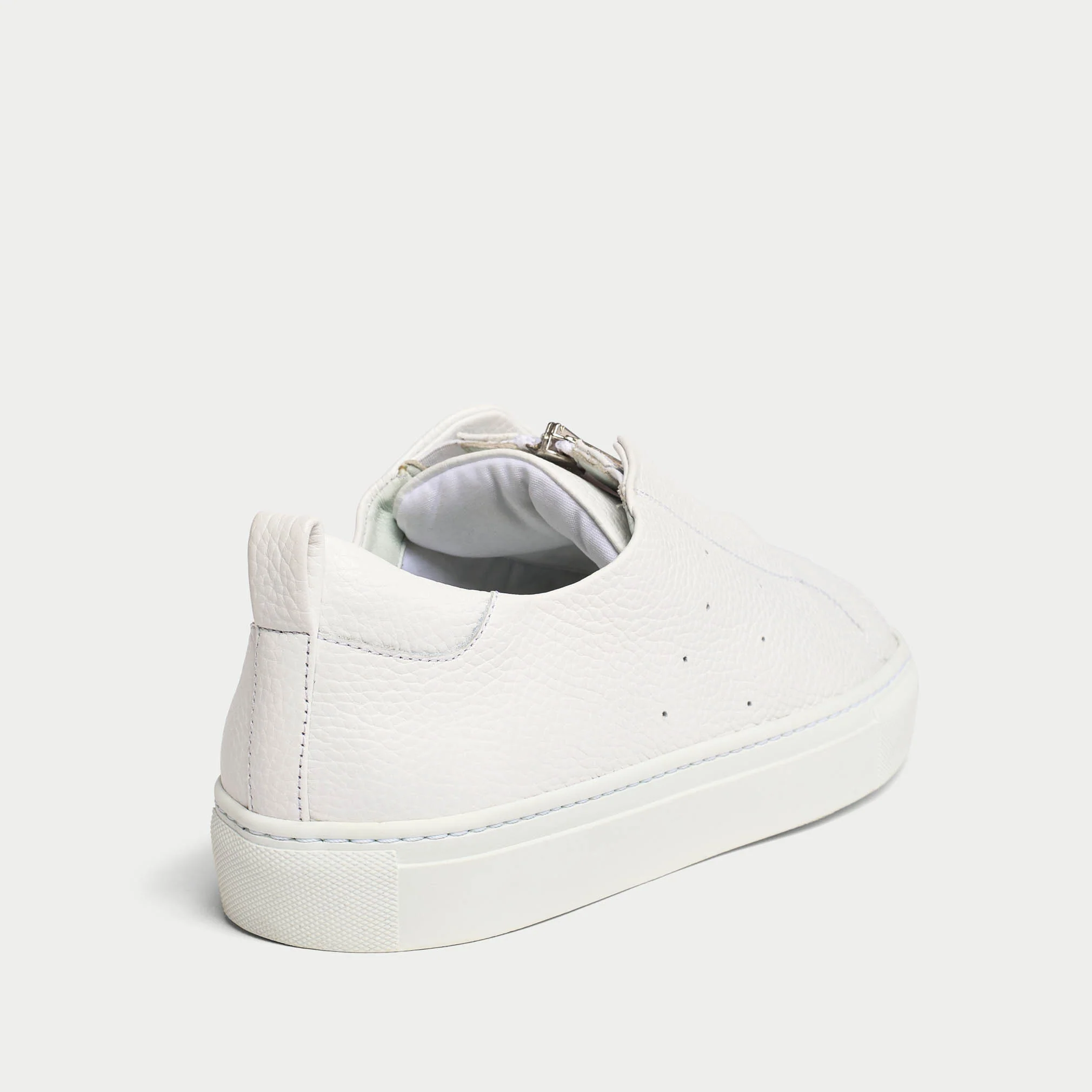 Estella - White Leather Zip-Up Wide Fit Trainers - Image 10