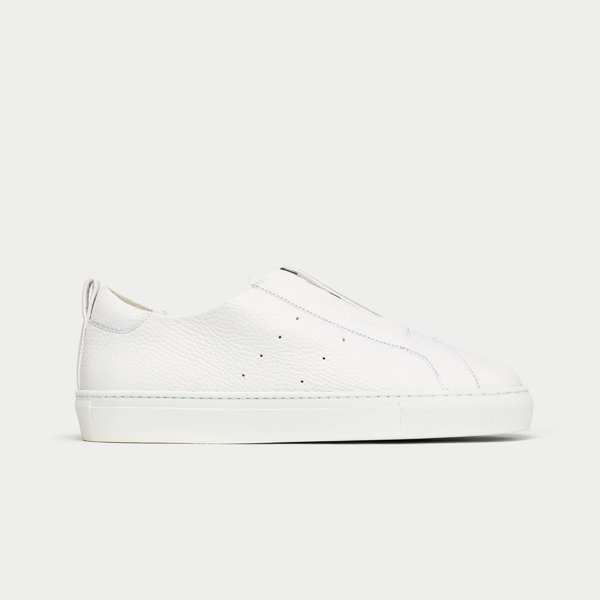 Estella - White Leather Zip-Up Wide Fit Trainers - Image 2
