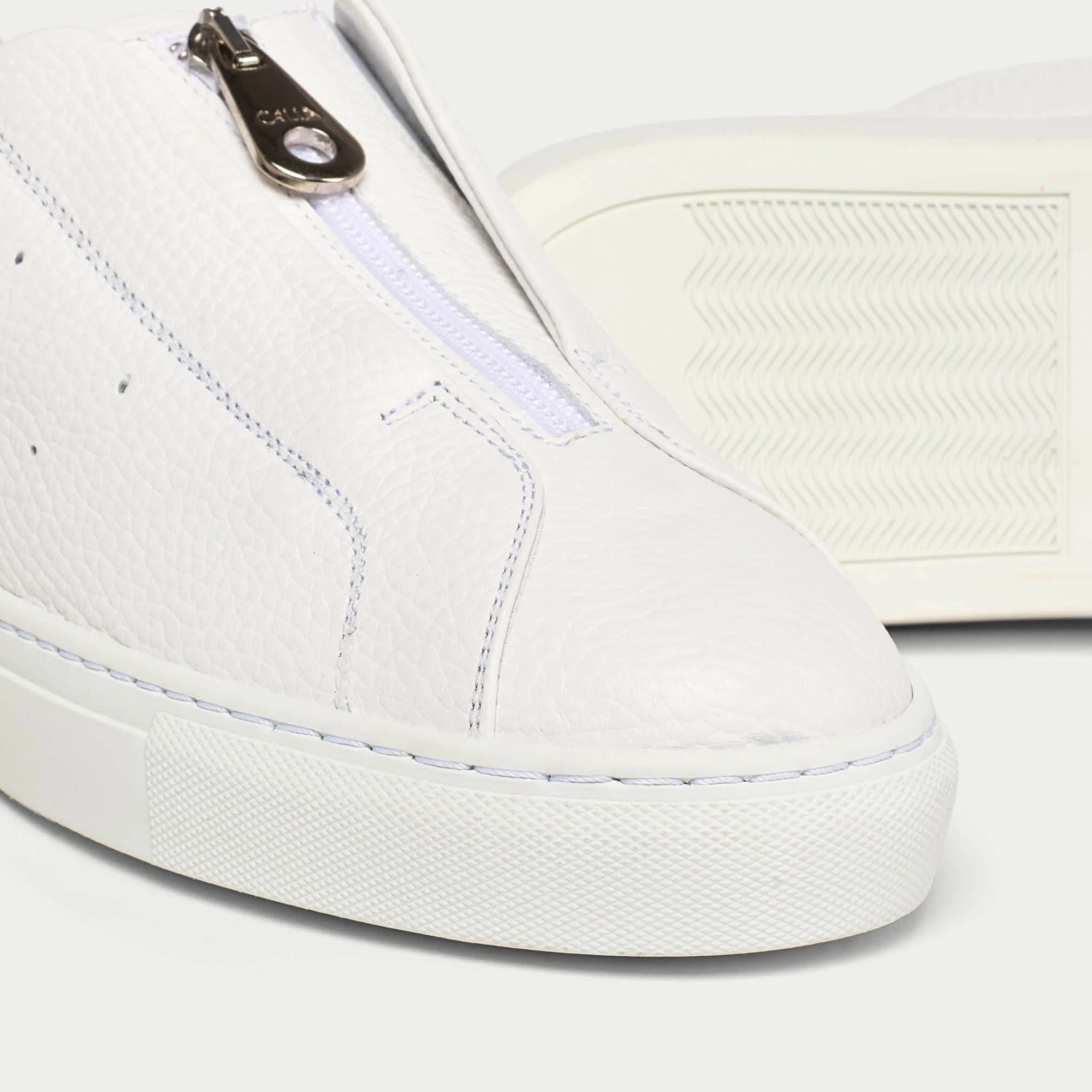 Estella - White Leather Zip-Up Wide Fit Trainers - Image 4