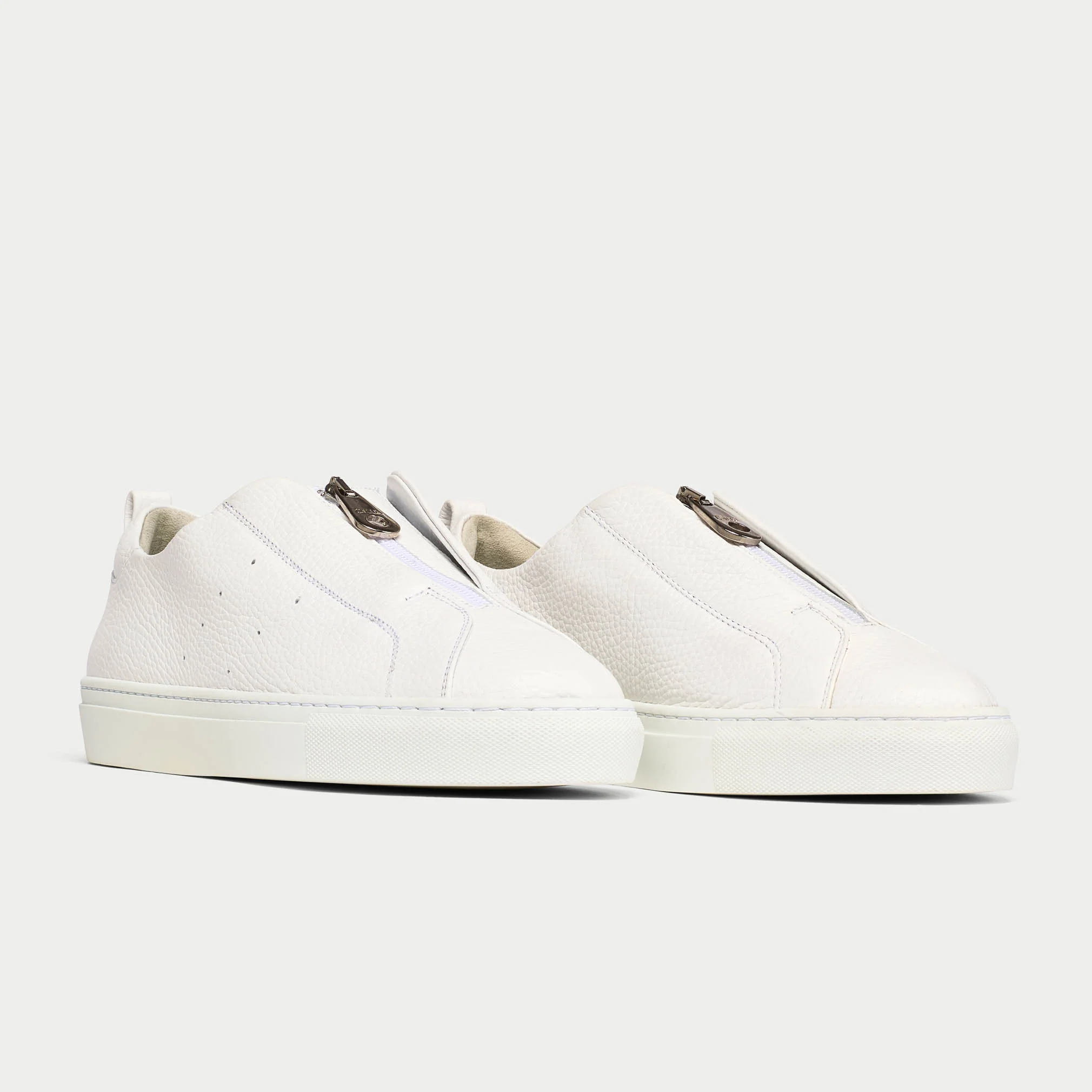 Estella - White Leather Zip-Up Wide Fit Trainers - Image 5