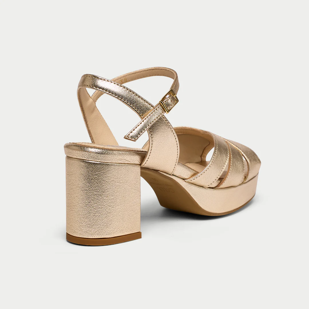 Gracie - Champagne Metallic Block Heels - Image 10