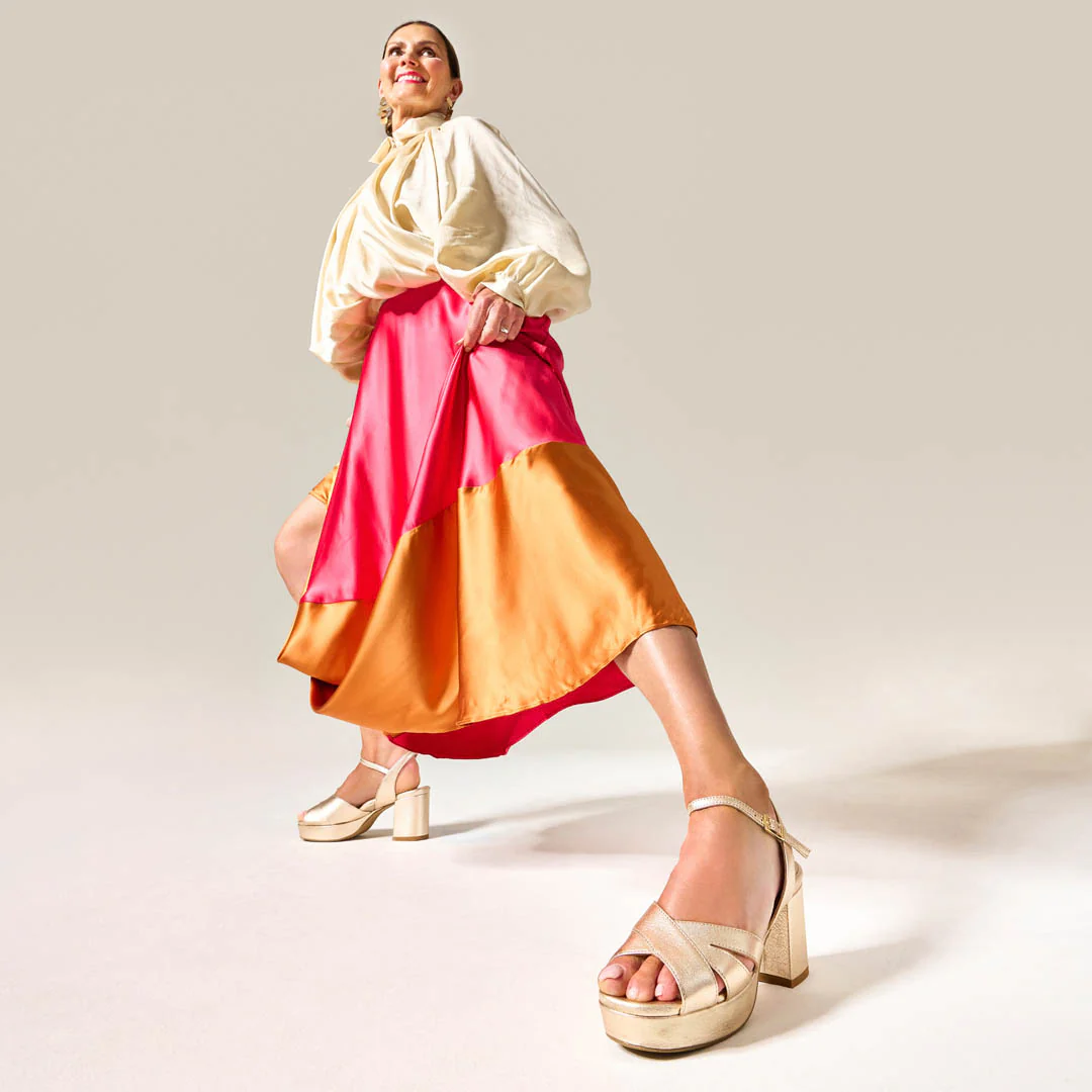 Gracie - Champagne Metallic Block Heels - Image 2