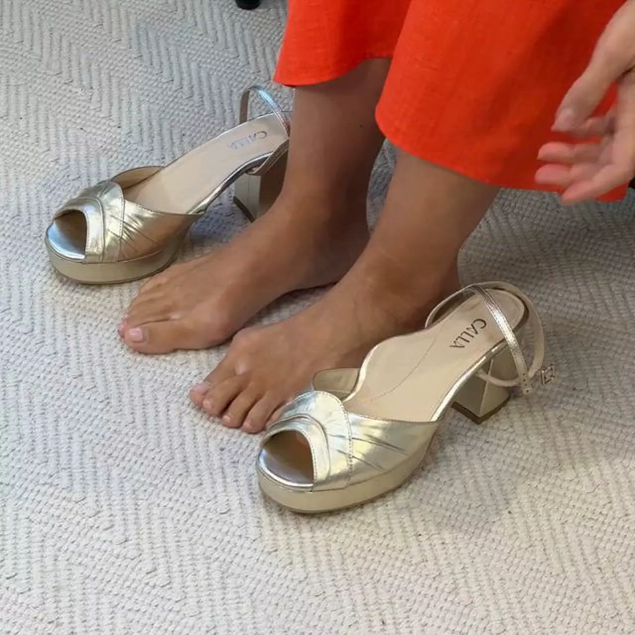 Lottie - Champagne Metallic Block Heels - Image 3
