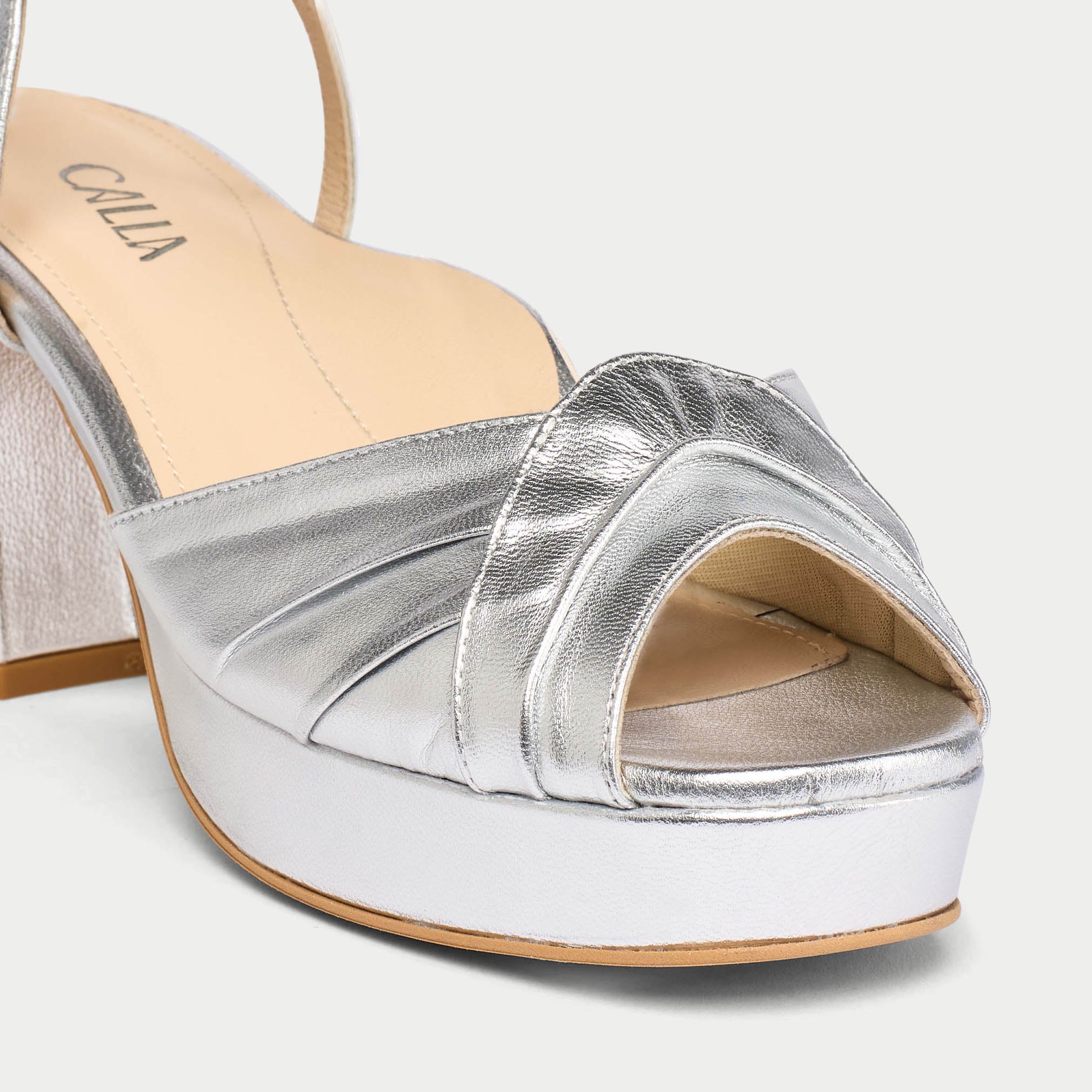 Lottie - Silver Metallic Block Heels - Image 4