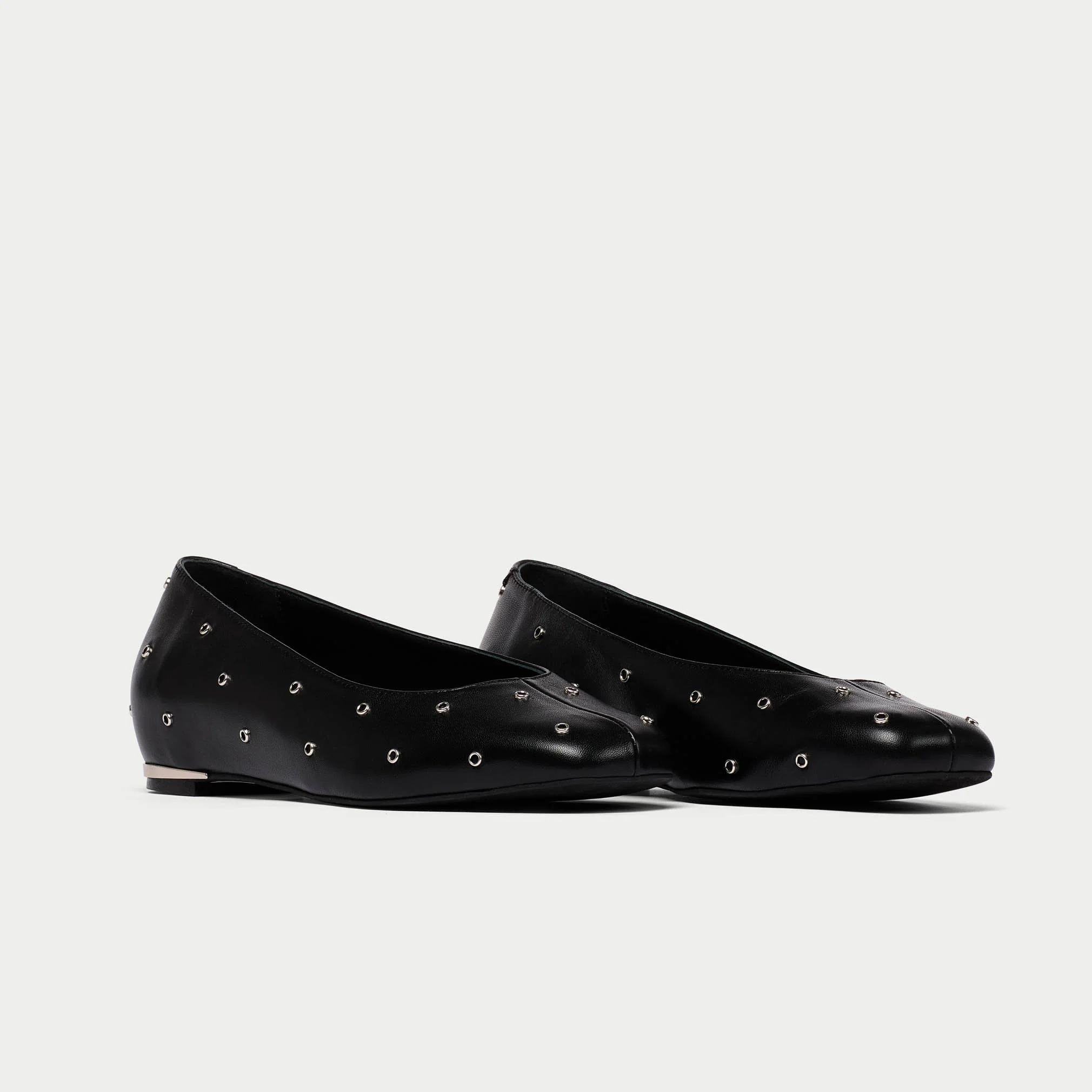 Lucinda - Black Studded Leather Ballerinas - Image 5