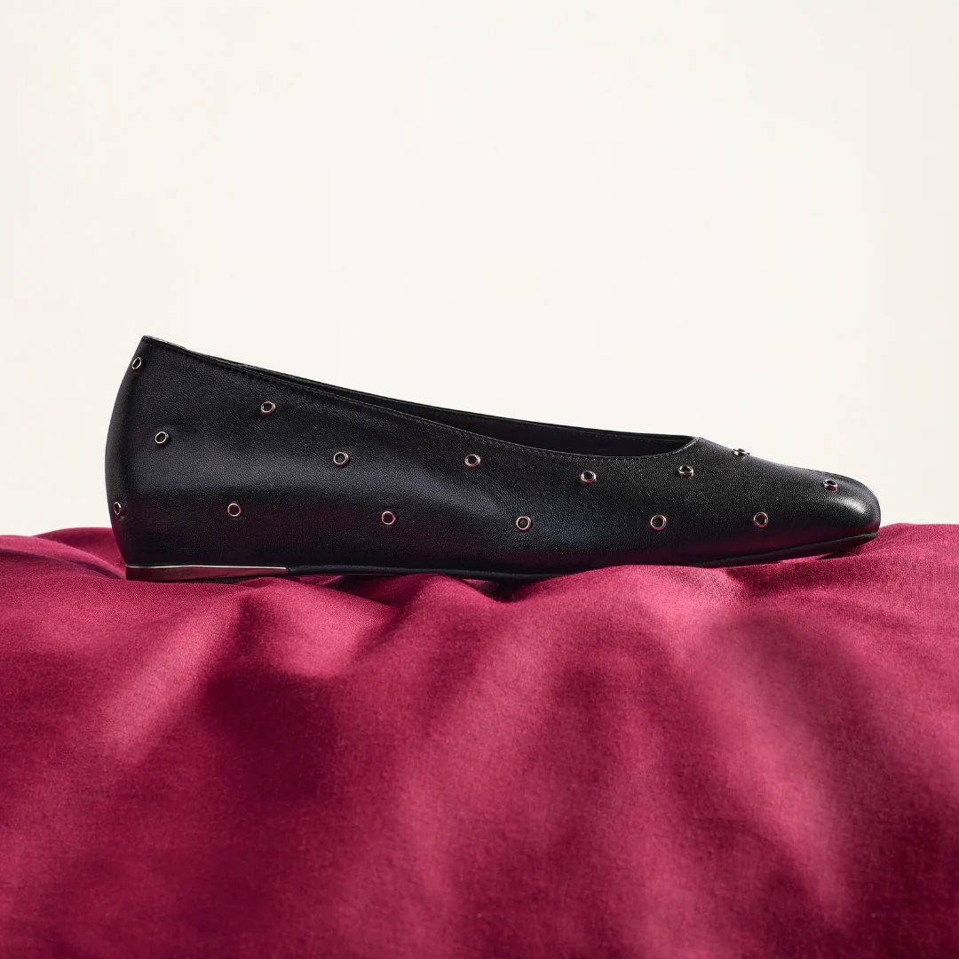 Lucinda - Black Studded Leather Ballerinas - Image 6