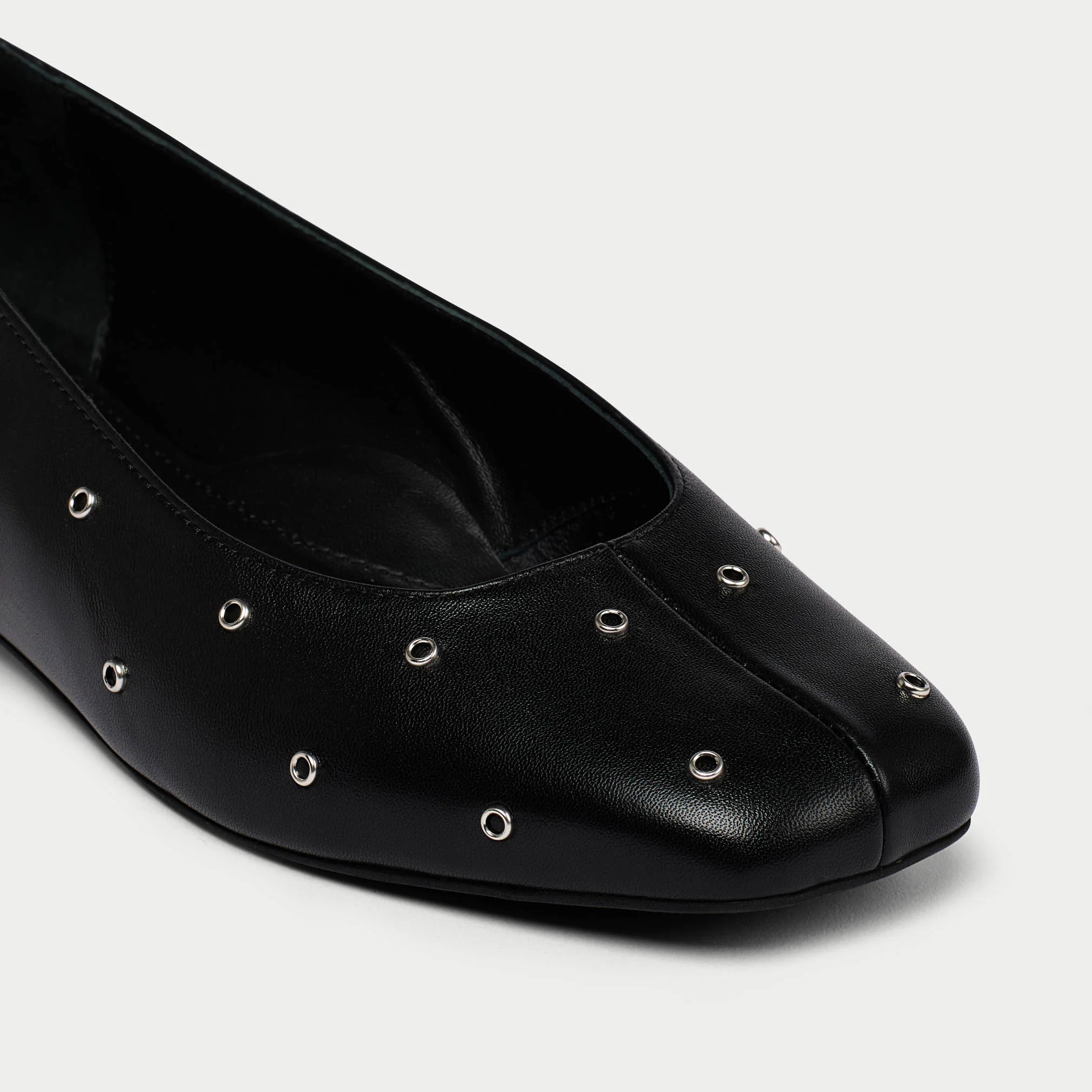 Lucinda - Black Studded Leather Ballerinas - Image 8