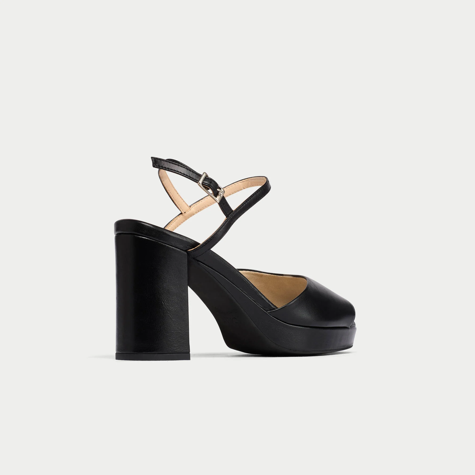 Margot - Black Leather Block Heels - Image 7