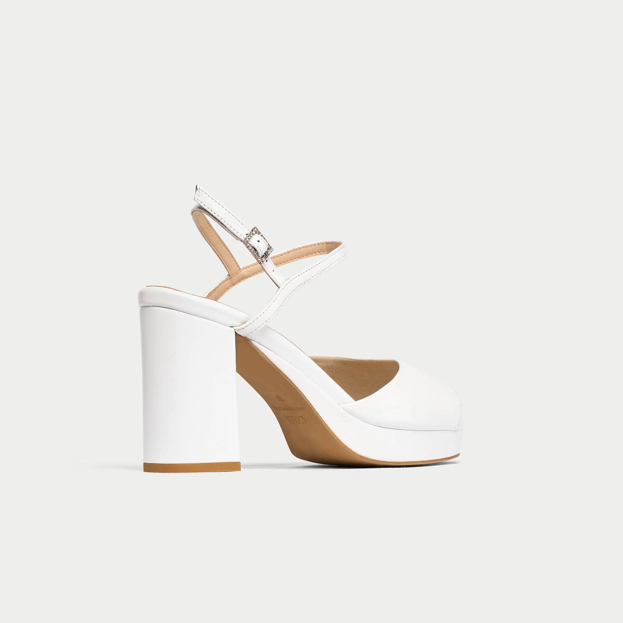 Margot - White Leather Block Heels - Image 7
