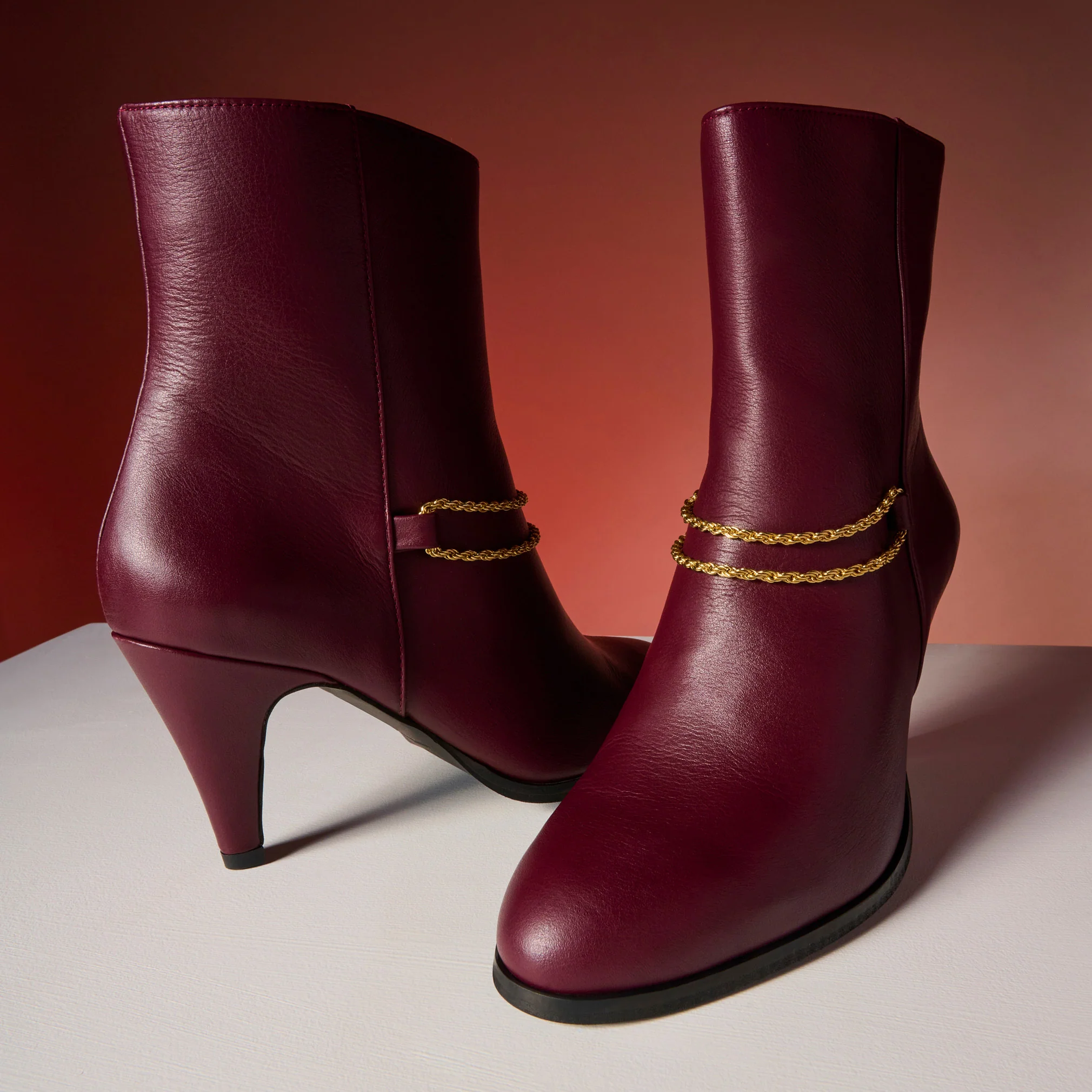 Maya - Cherry Leather Boots - Image 4