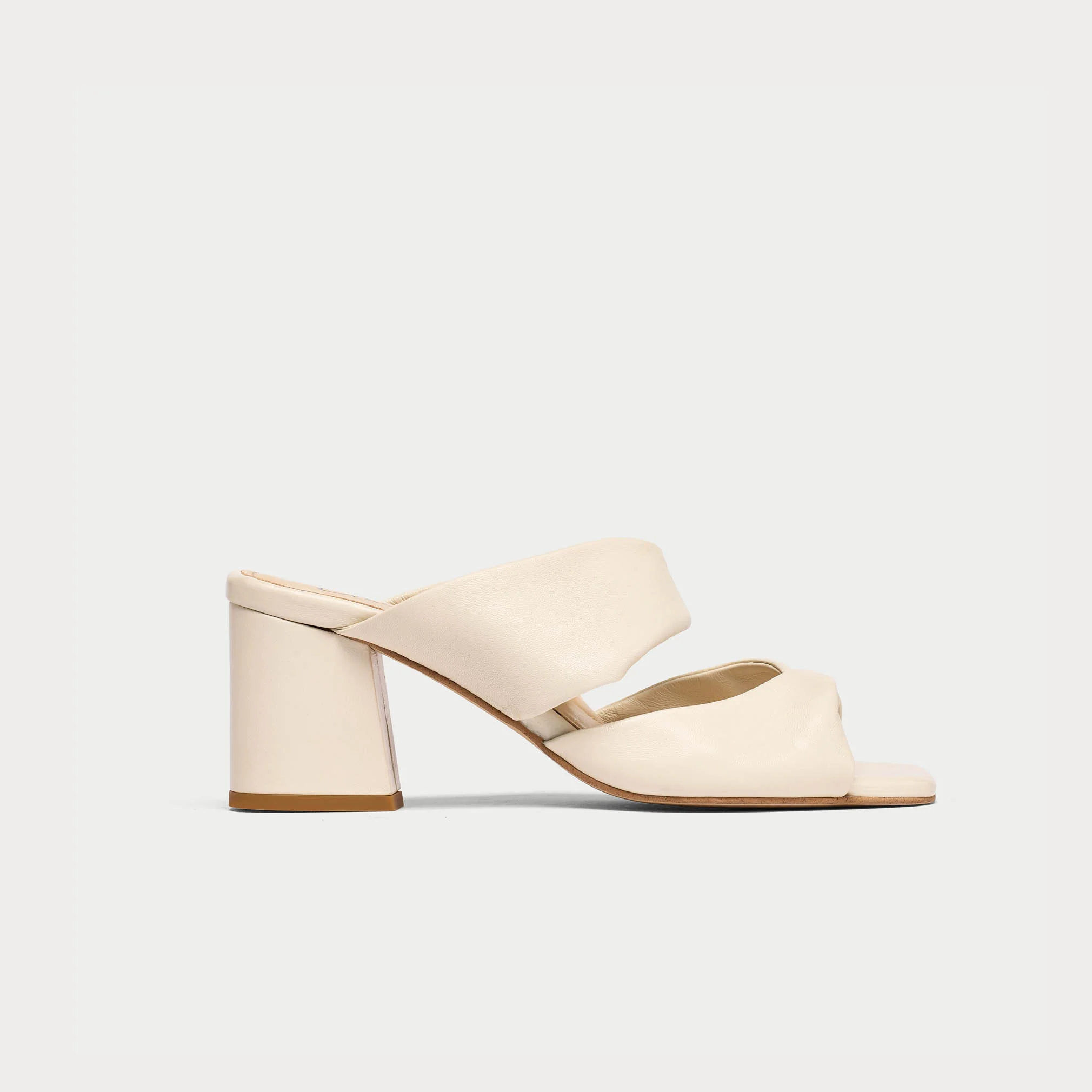 Mia - Off White Leather Mules - Image 2