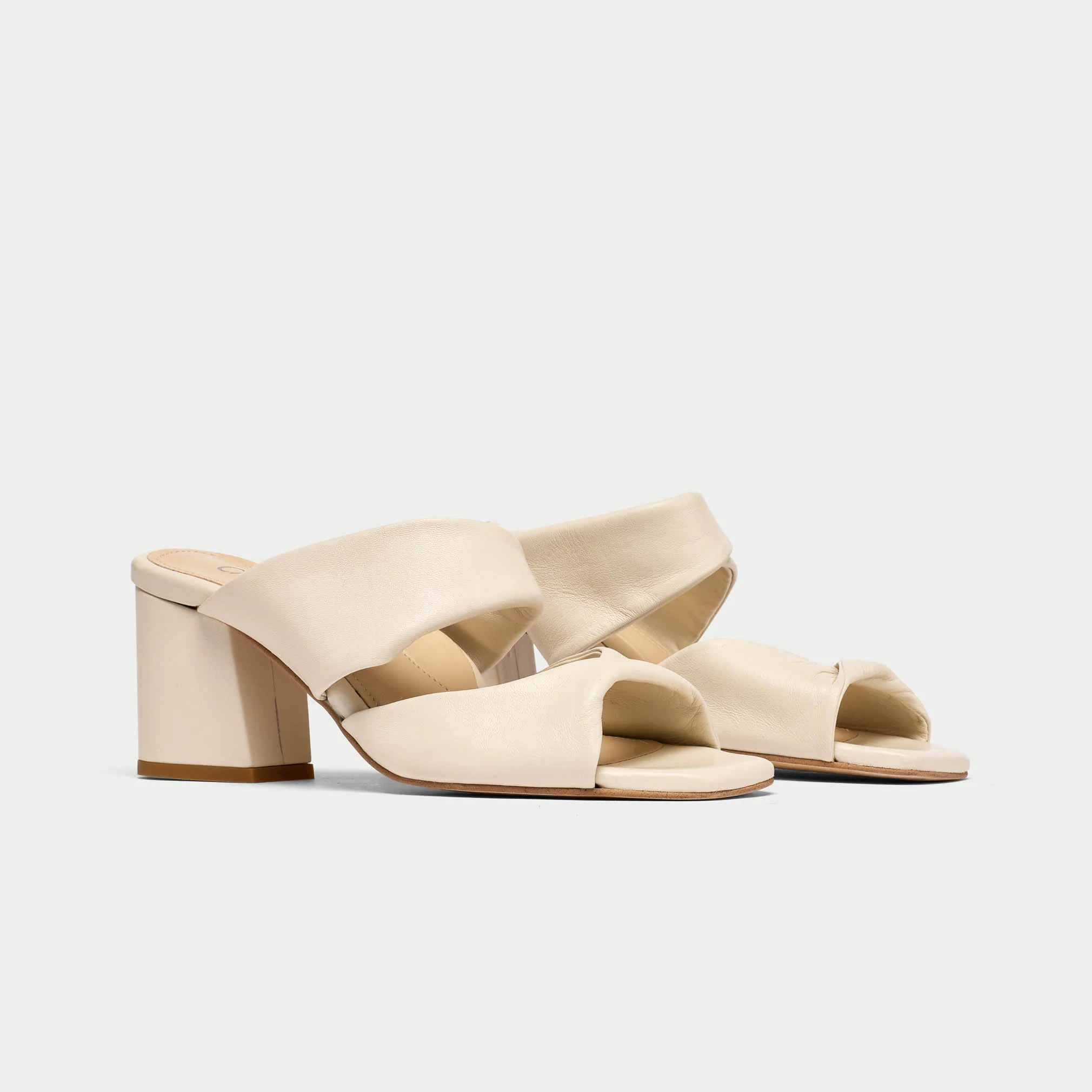 Mia - Off White Leather Mules - Image 3