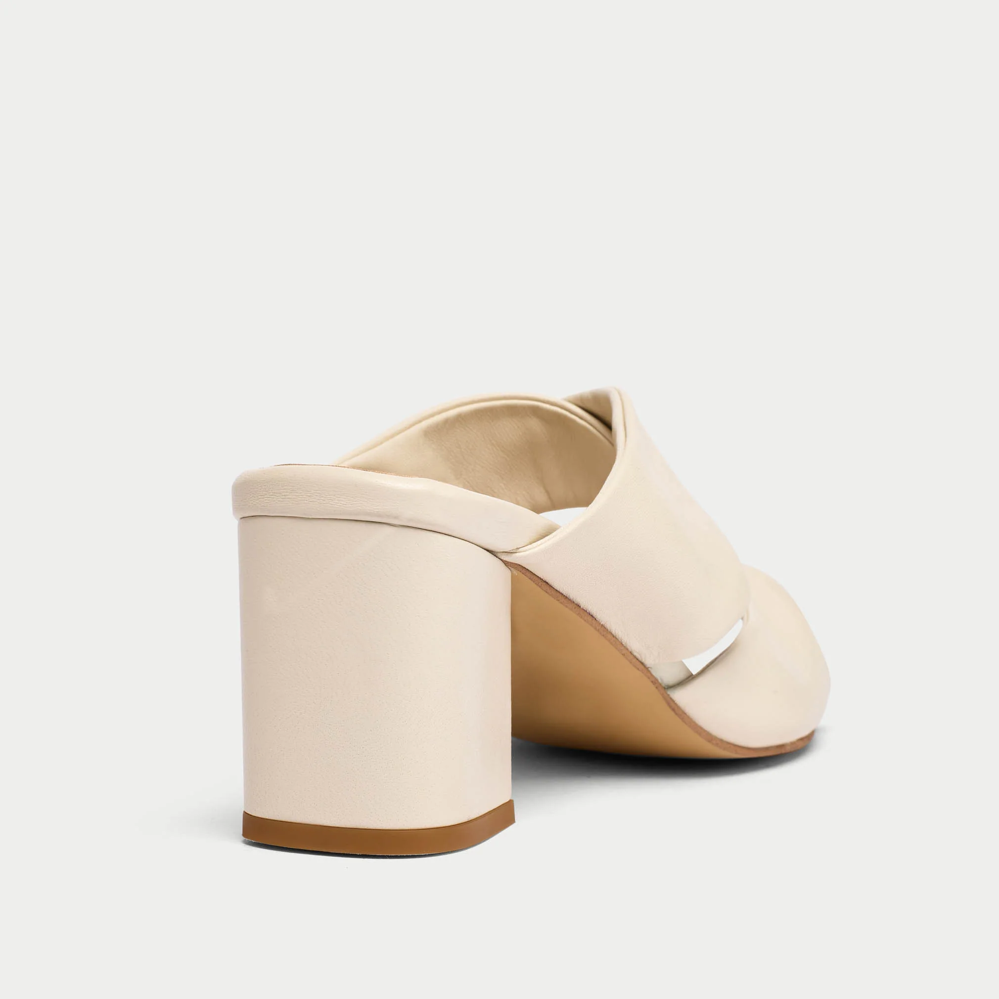 Mia - Off White Leather Mules - Image 4