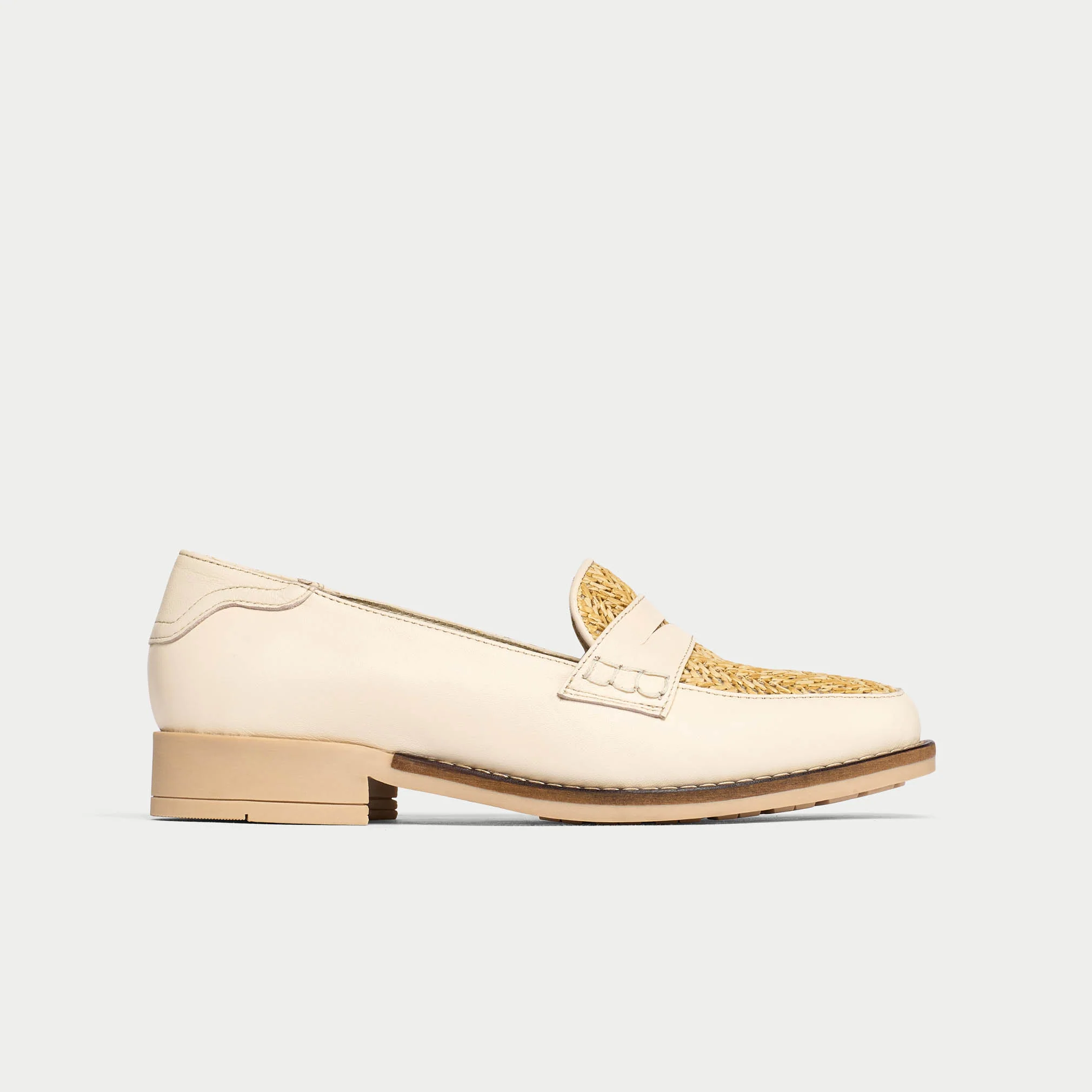Nadia - Buttermilk Leather Raffia Loafers - Image 4