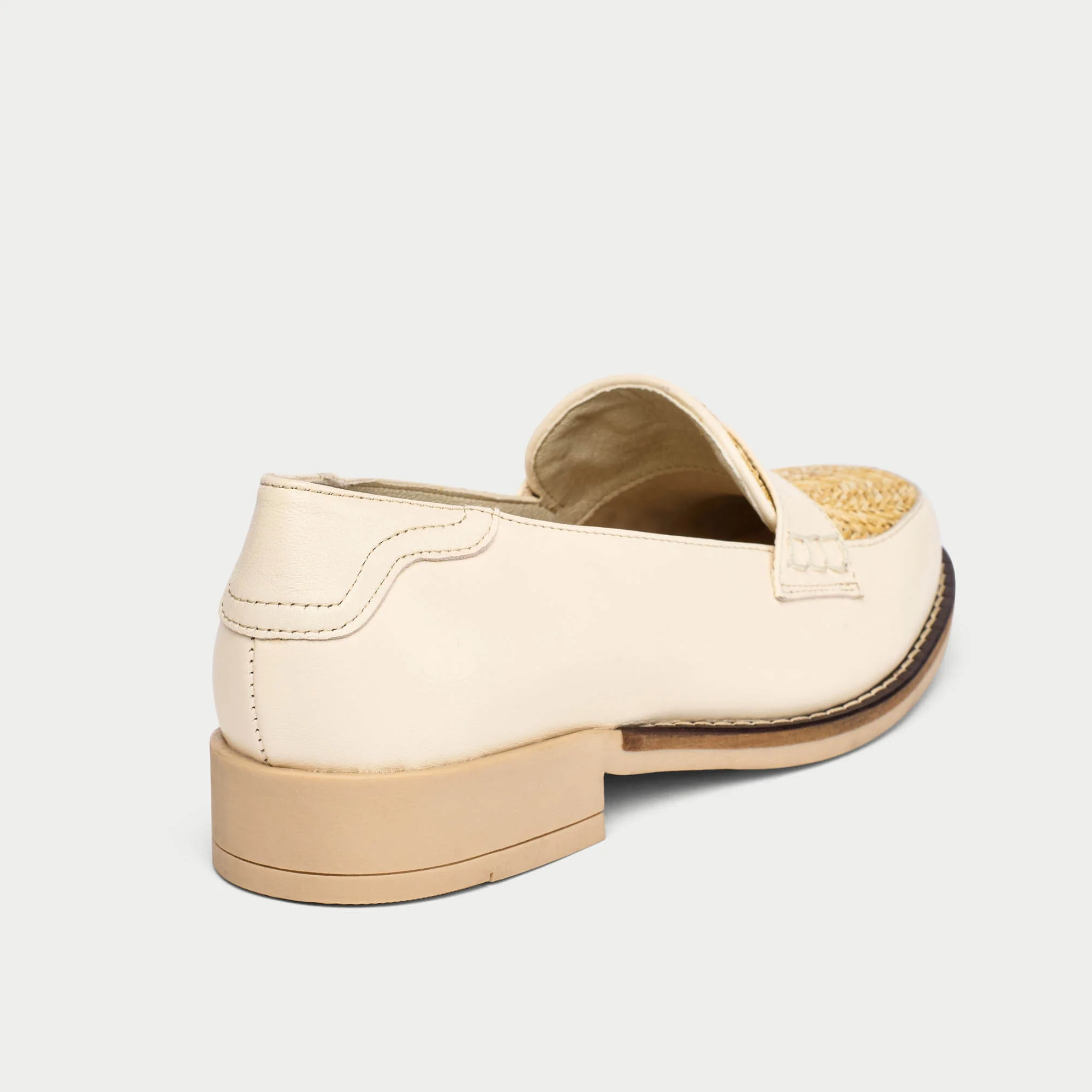 Nadia - Buttermilk Leather Raffia Loafers - Image 5