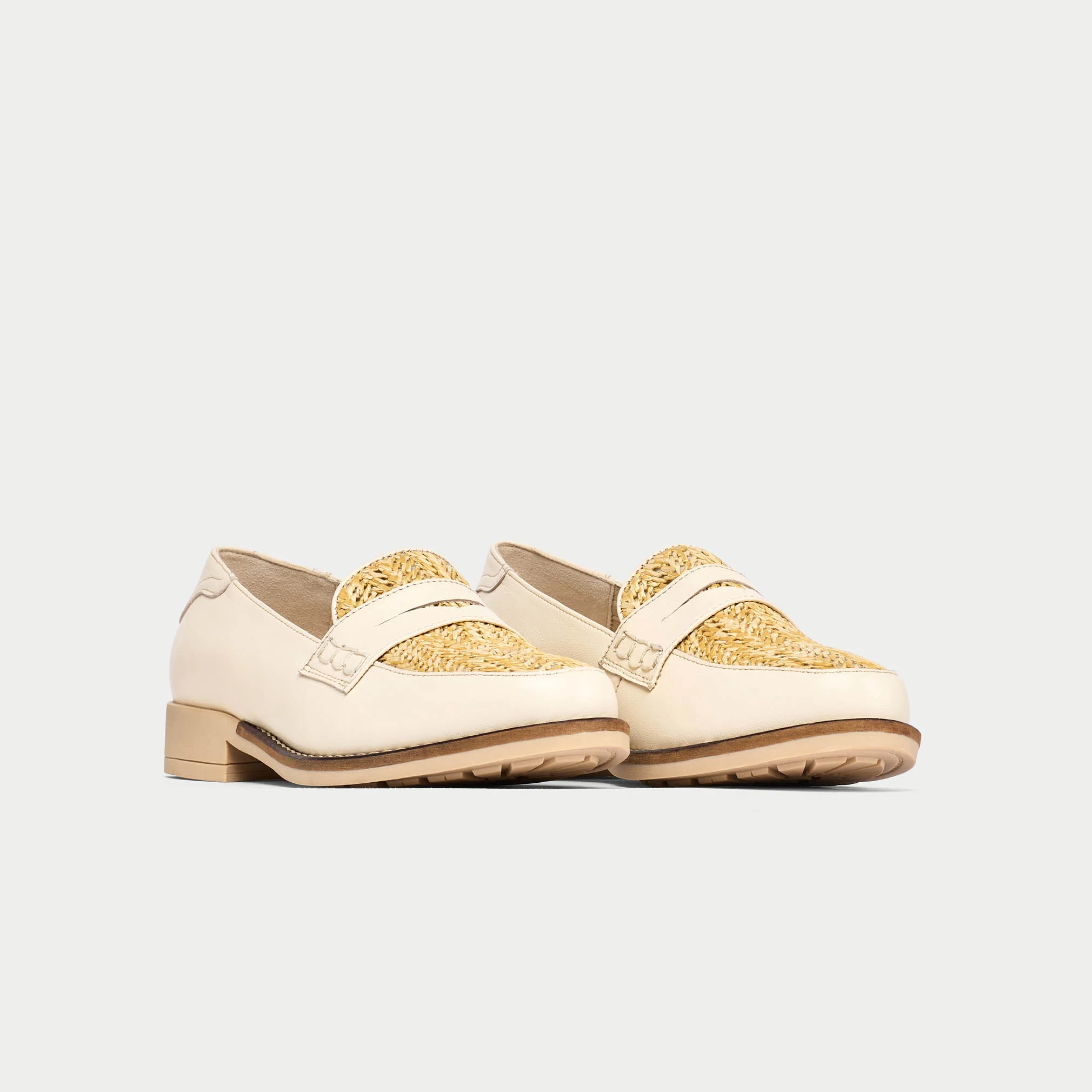 Nadia - Buttermilk Leather Raffia Loafers - Image 6