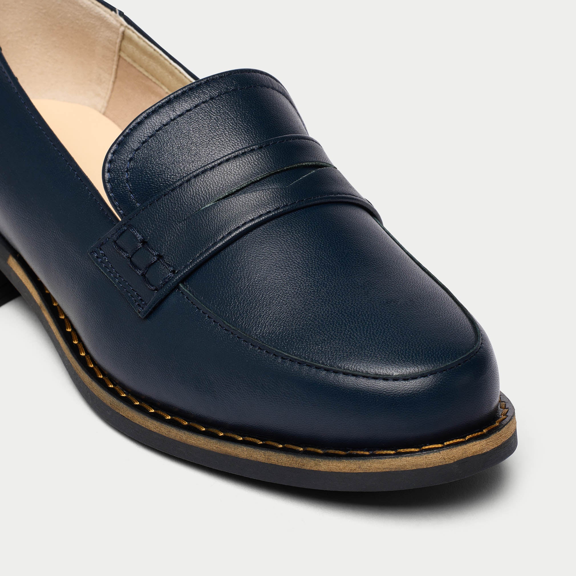 Nadia - Navy Leather Loafers - Image 3