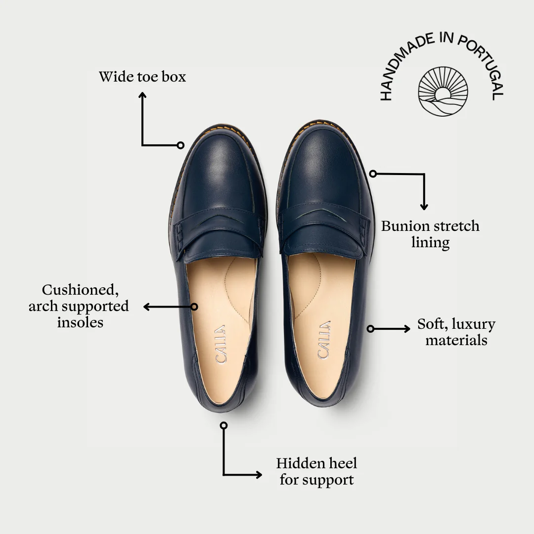 Nadia - Navy Leather Loafers - Image 5
