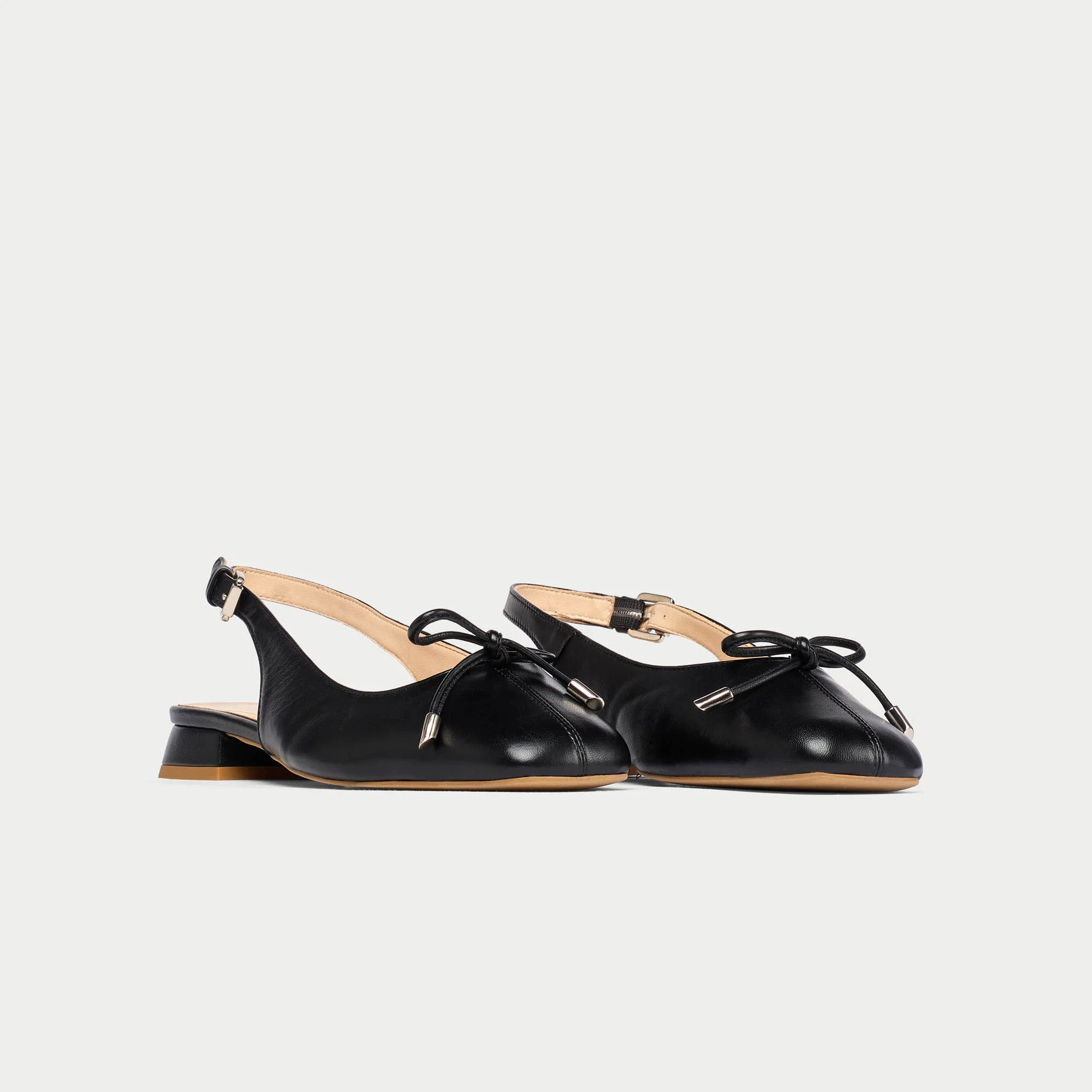 Petra - Black Leather Slingbacks - Image 3