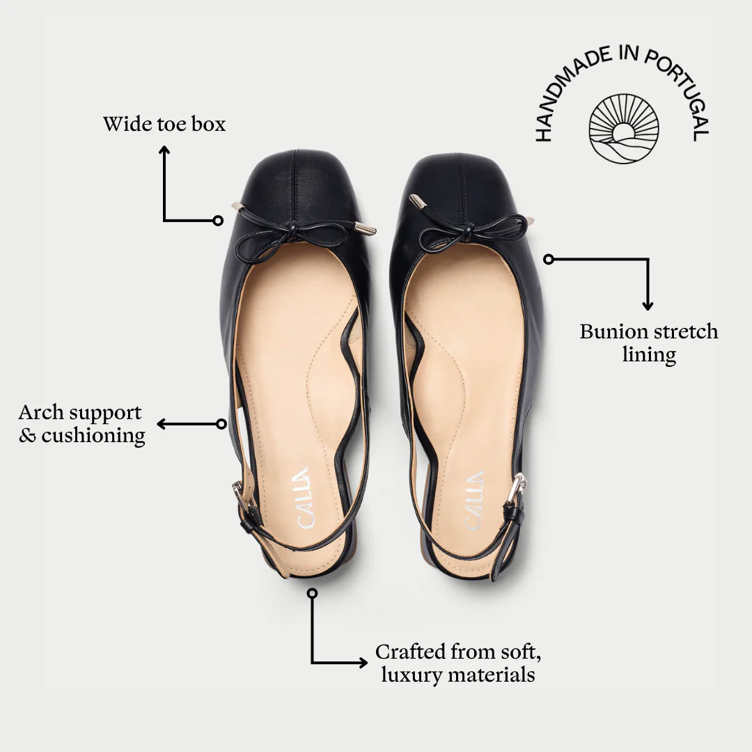 Petra - Black Leather Slingbacks - Image 6