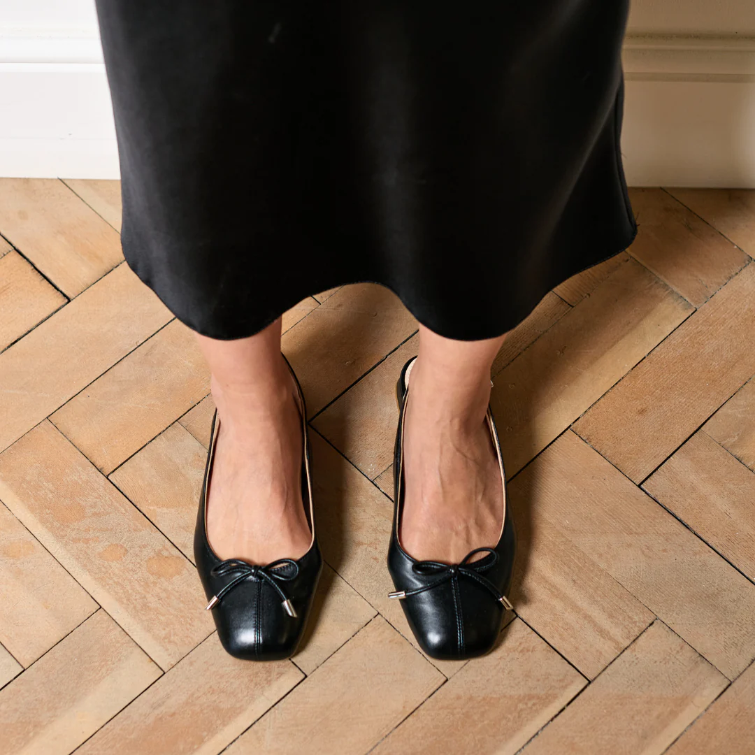 Petra - Black Leather Slingbacks - Image 9