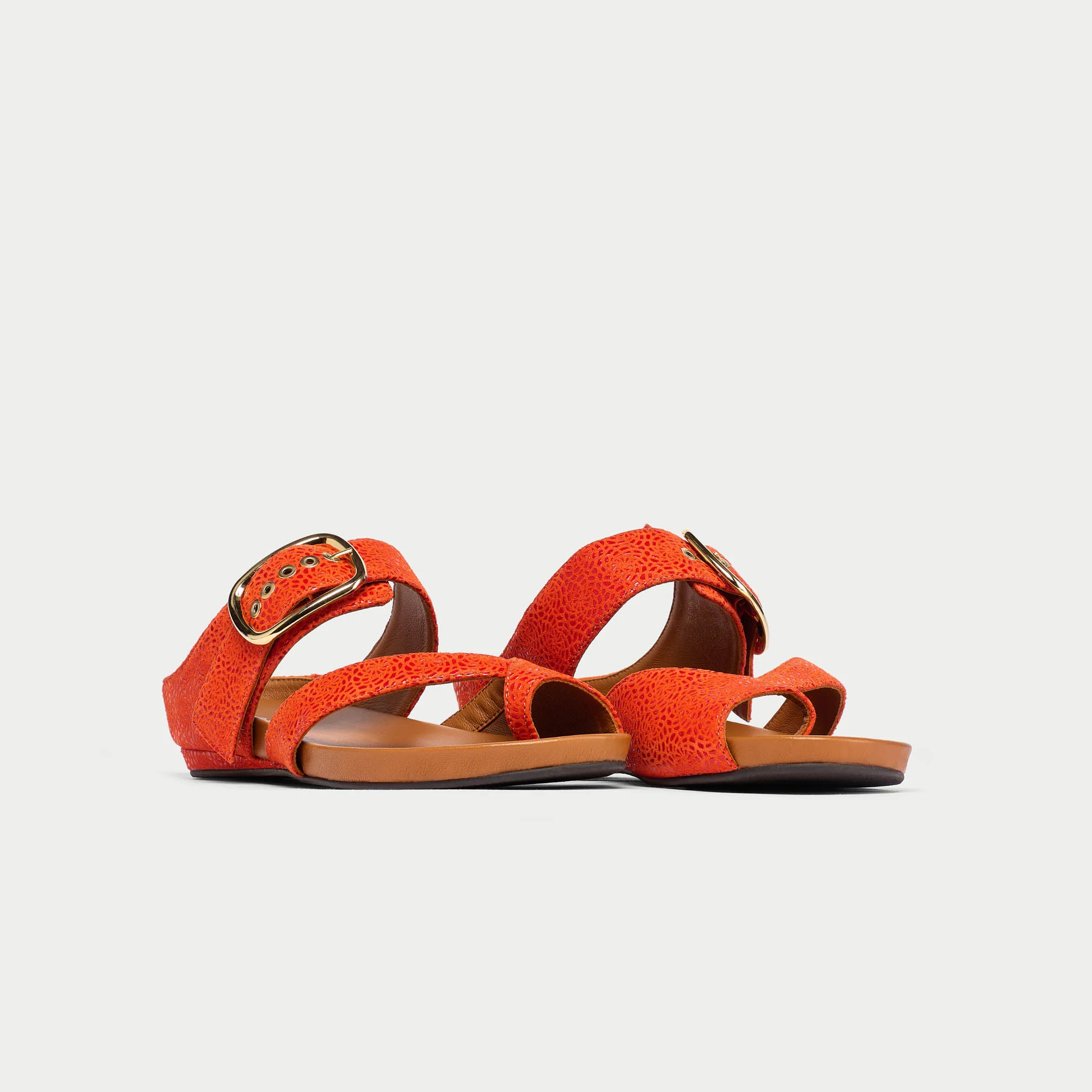 Ruby - Orange Emboss Suede Sandals - Image 5