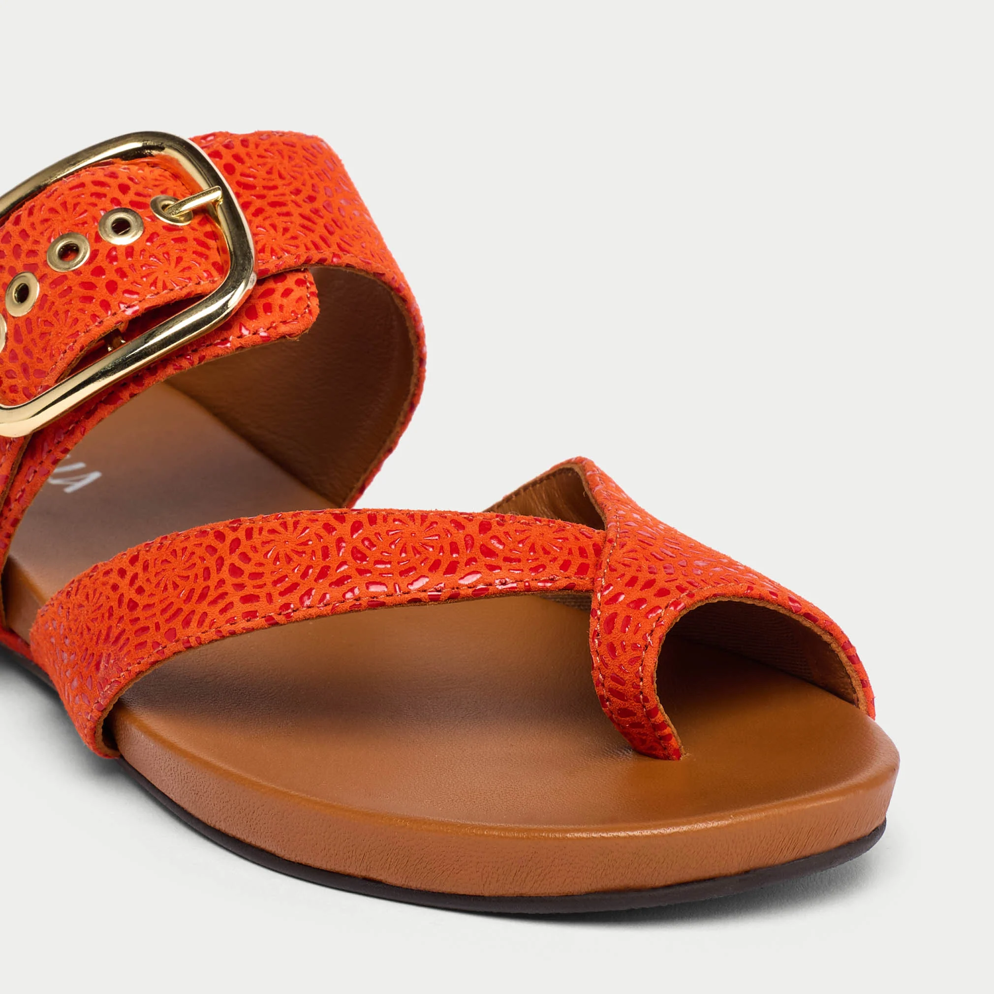 Ruby - Orange Emboss Suede Sandals - Image 6