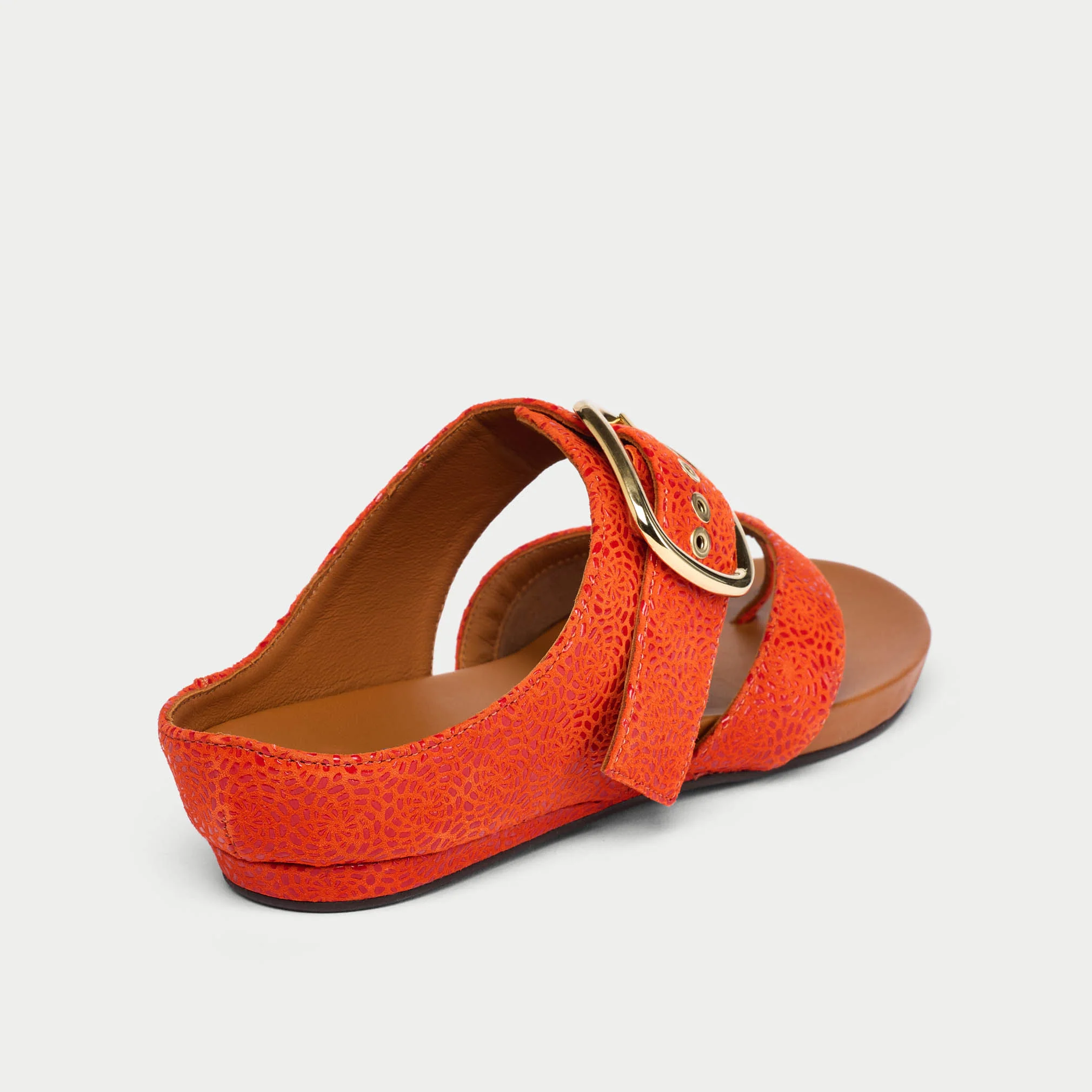Ruby - Orange Emboss Suede Sandals - Image 7