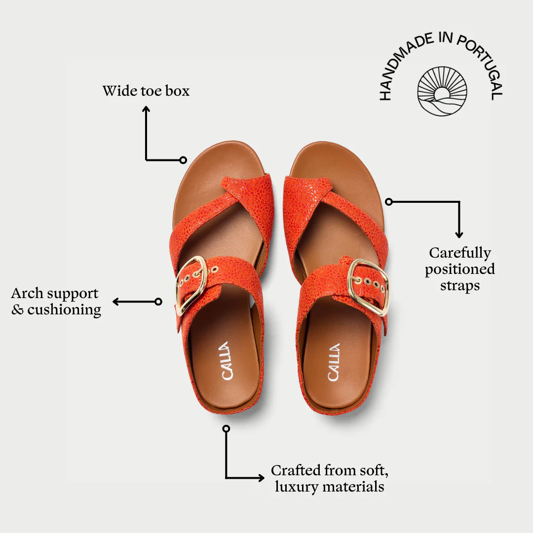Ruby - Orange Emboss Suede Sandals - Image 8