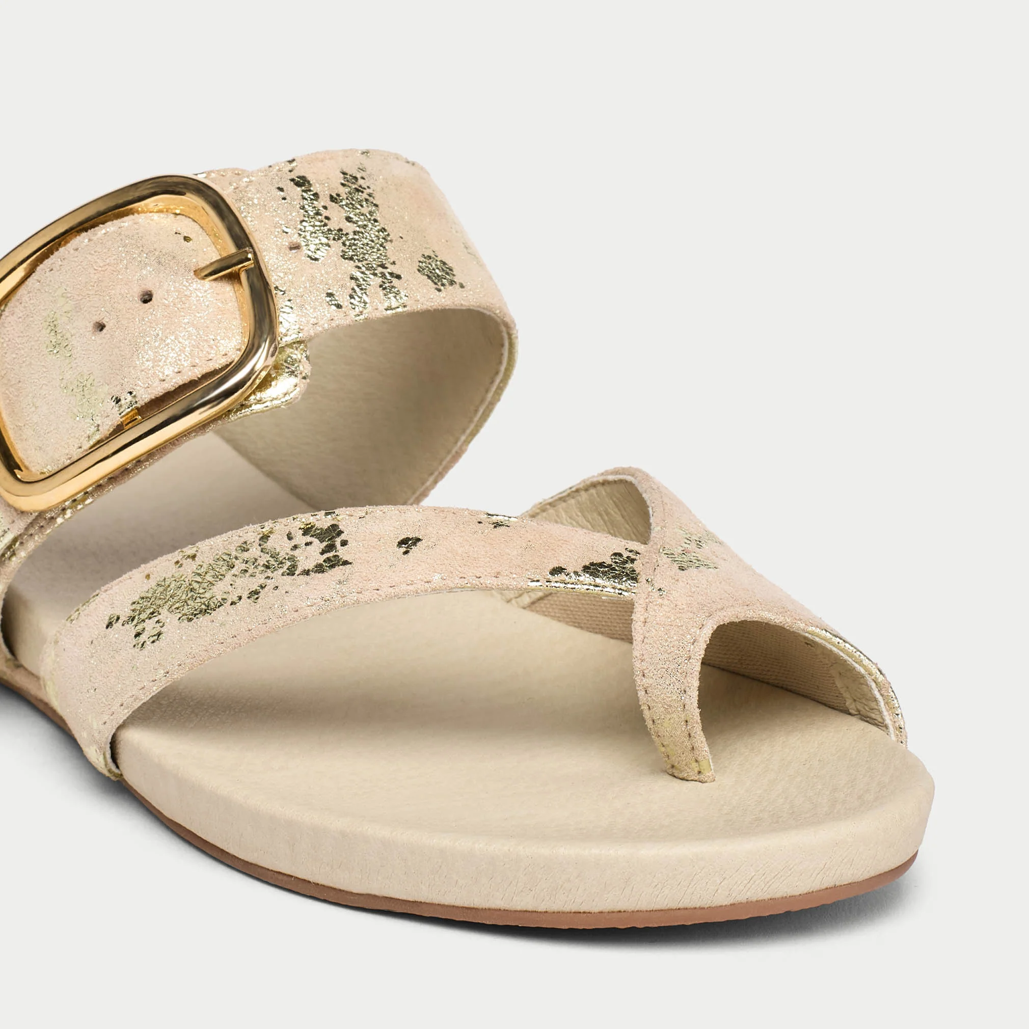 Ruby - Textured Gold Metallic Suede Sandals - Image 4